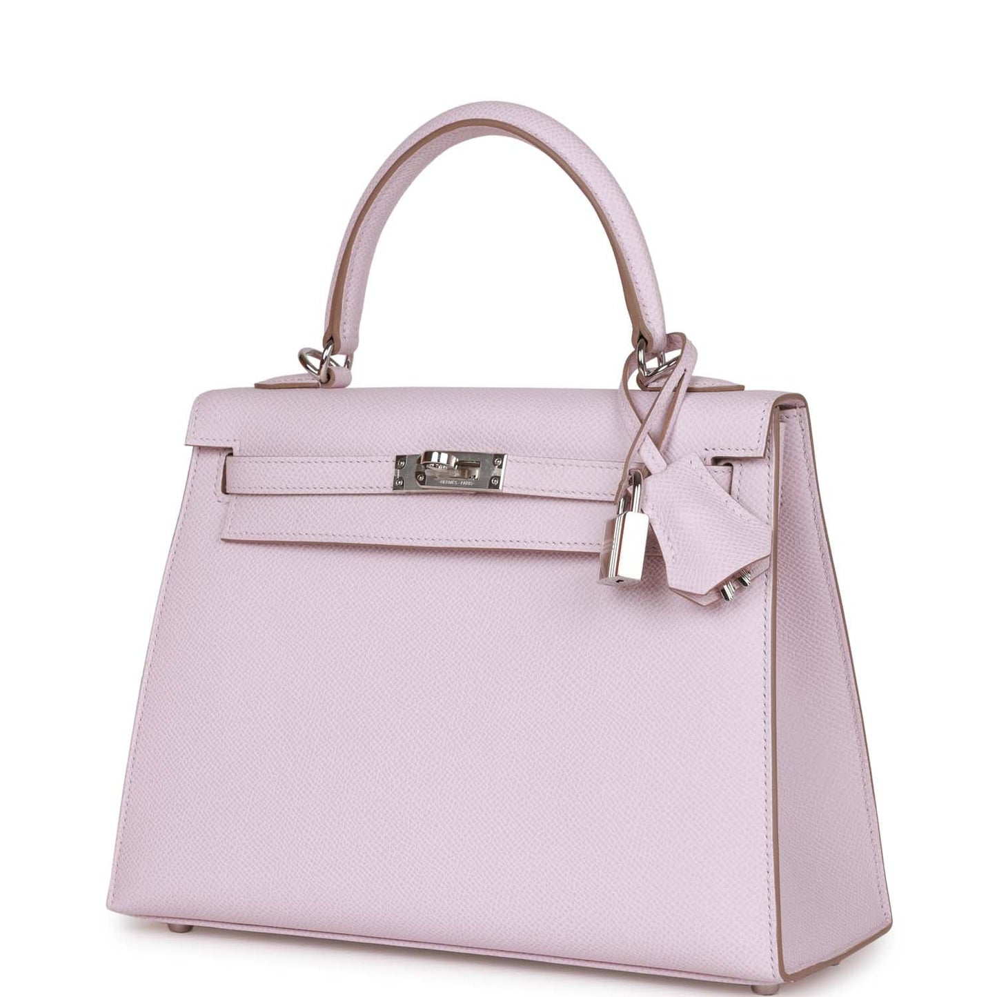 Luxury Hermes Kelly Sellier 25 Mauve Pale Epsom Palladium Hardware