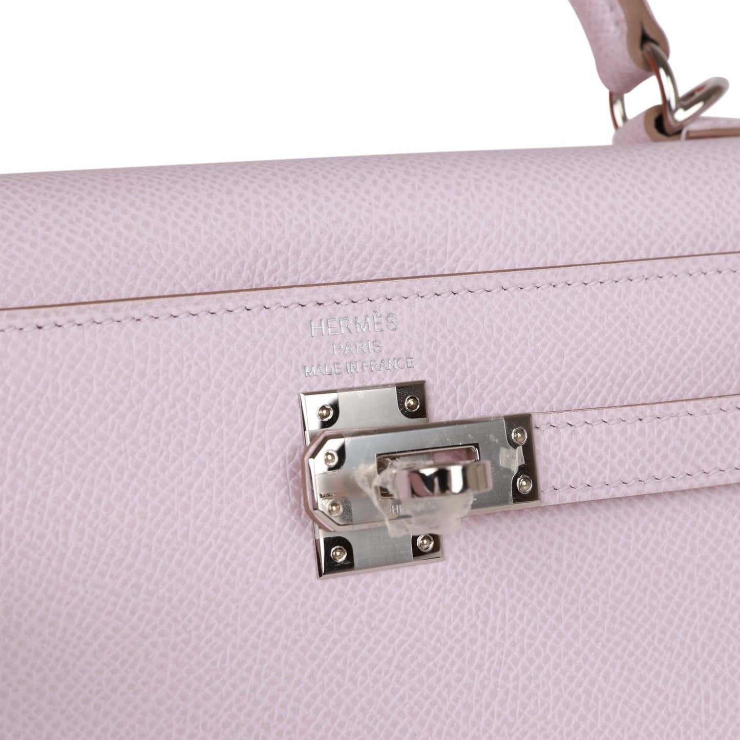 Luxury Hermes Kelly Sellier 25 Mauve Pale Epsom Palladium Hardware