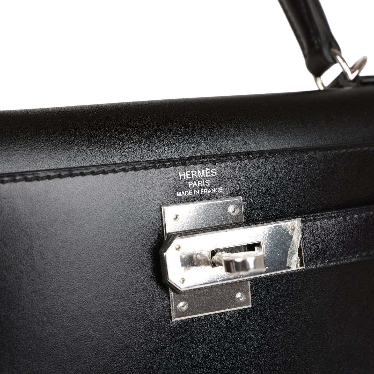 Luxury Hermes Kelly Sellier 28 Black Box Palladium Hardware