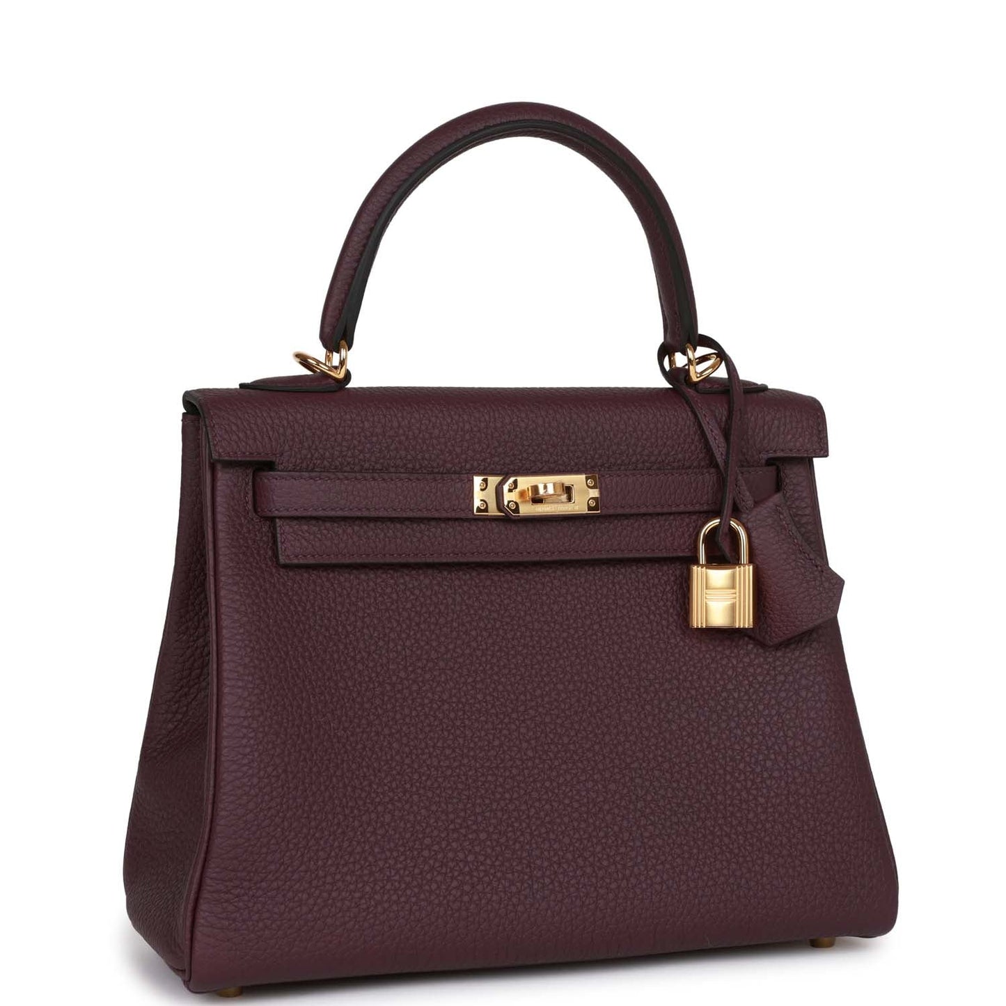 Luxury Hermes Kelly Retourne 25 Cassis Togo Gold Hardware