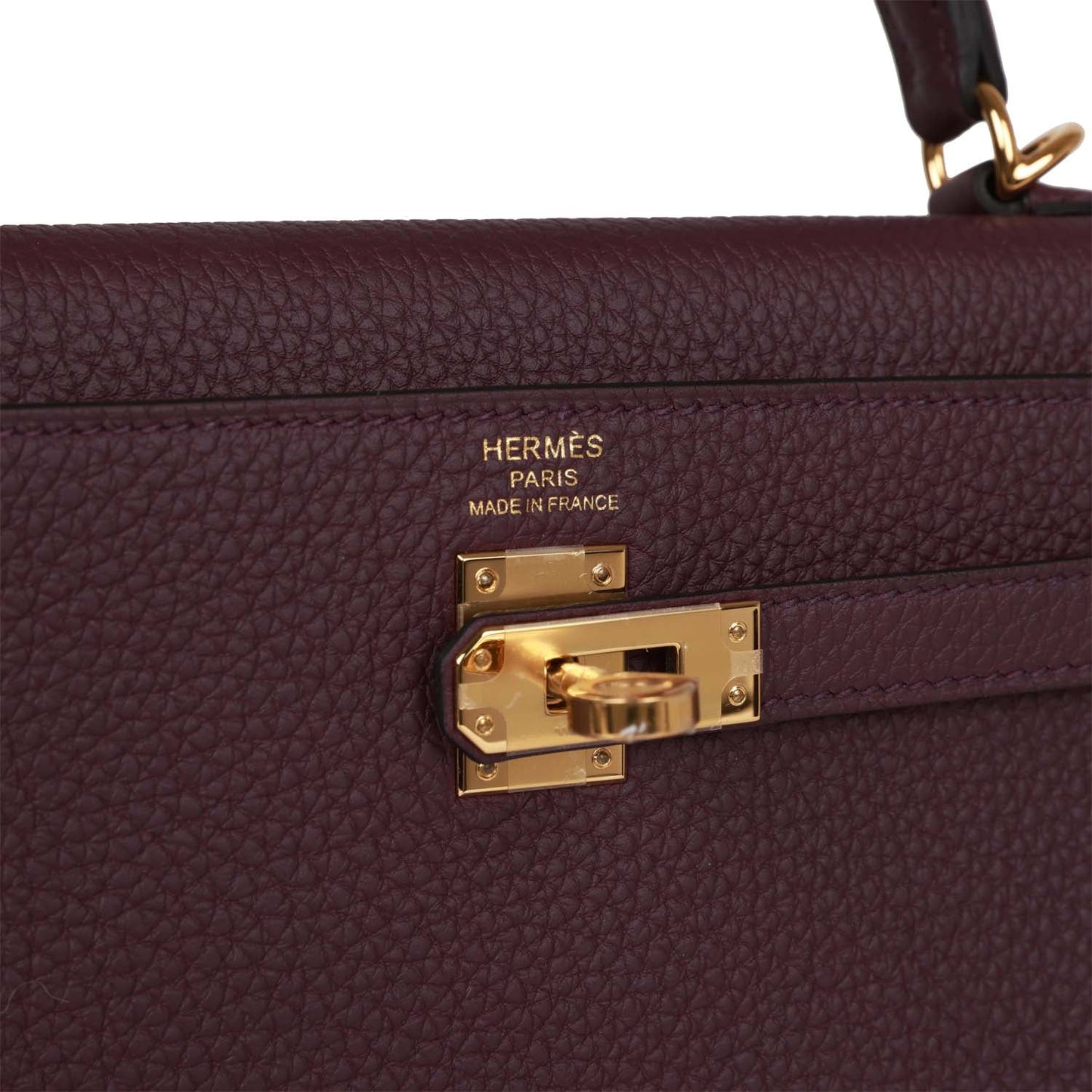Luxury Hermes Kelly Retourne 25 Cassis Togo Gold Hardware