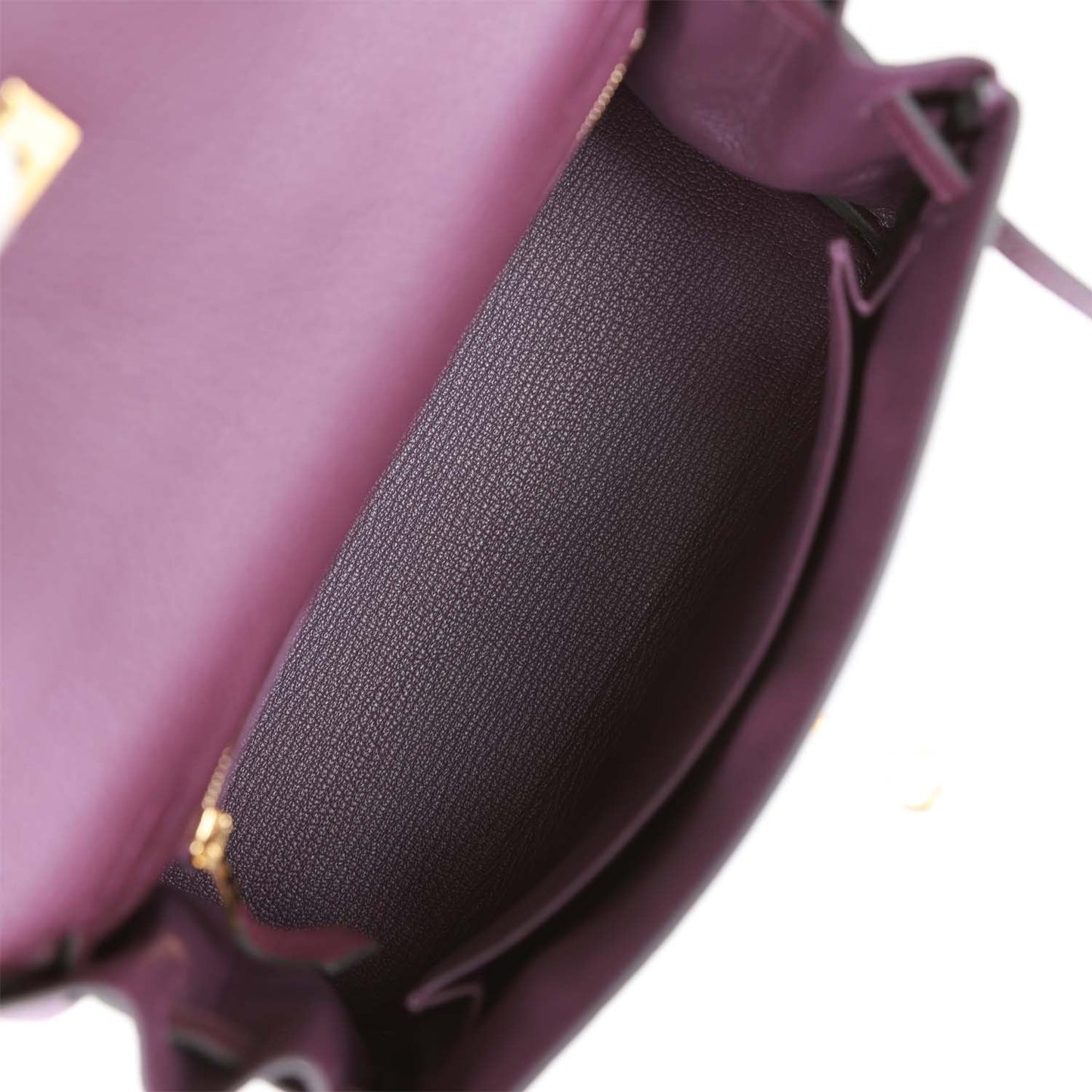 Luxury Hermes Kelly Retourne 25 Cassis Togo Gold Hardware