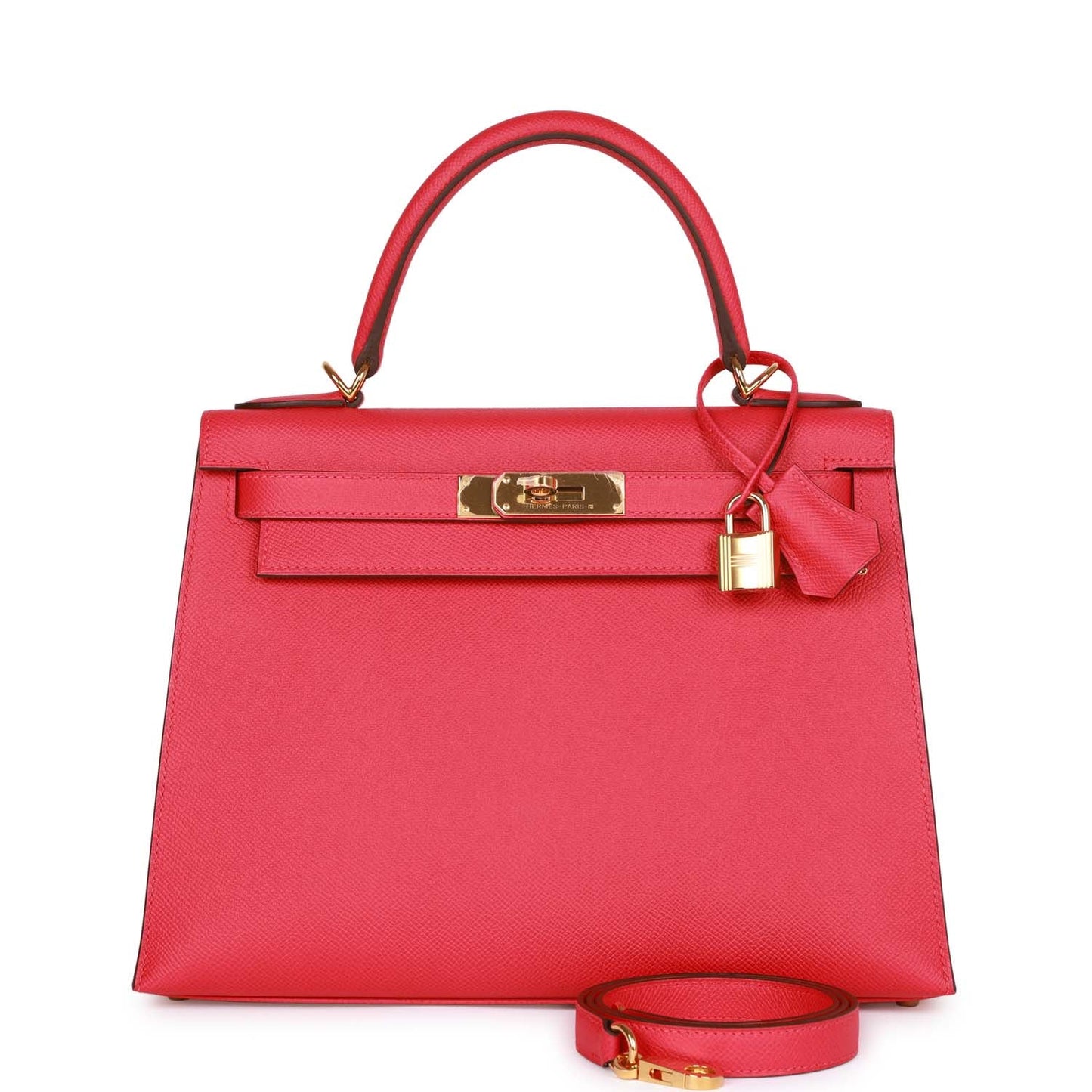 Luxury Hermes Kelly Sellier 28 Rose Extreme Epsom Gold Hardware