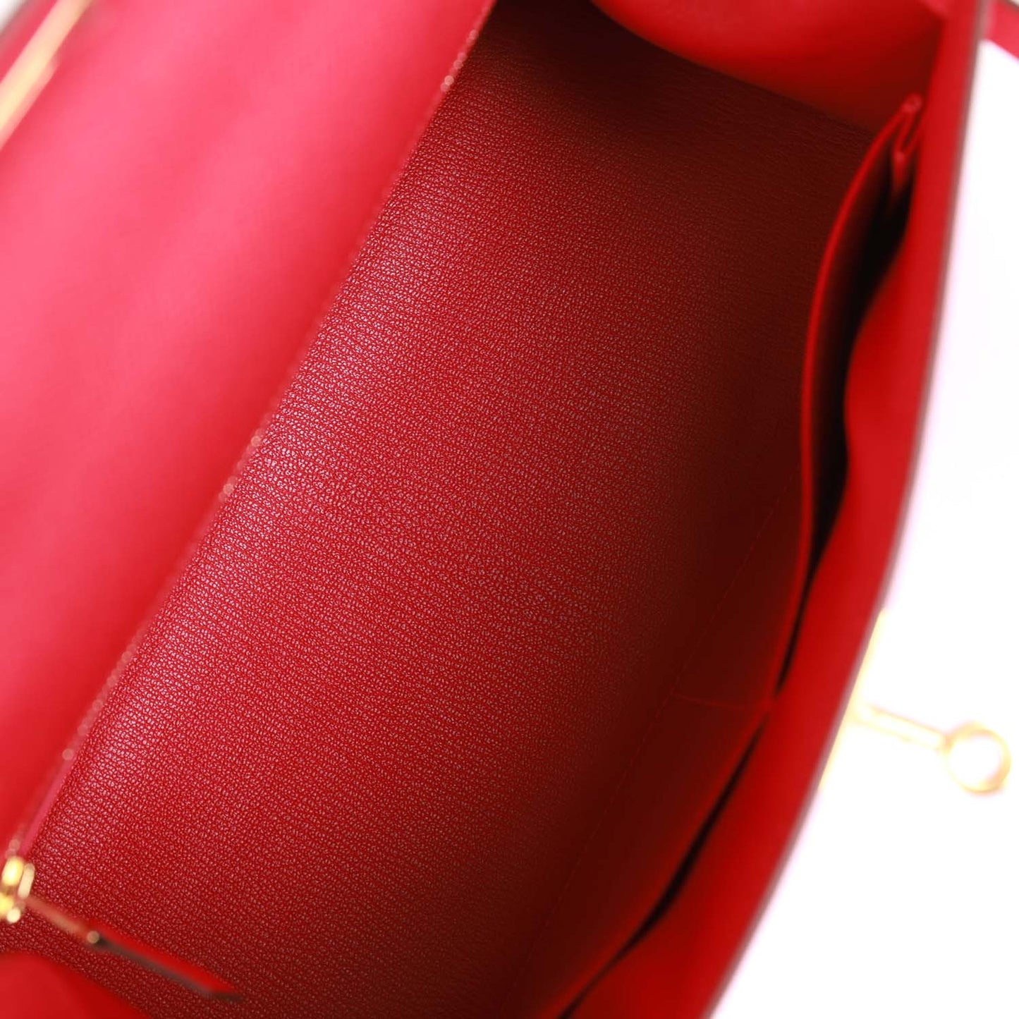 Luxury Hermes Kelly Sellier 28 Rose Extreme Epsom Gold Hardware