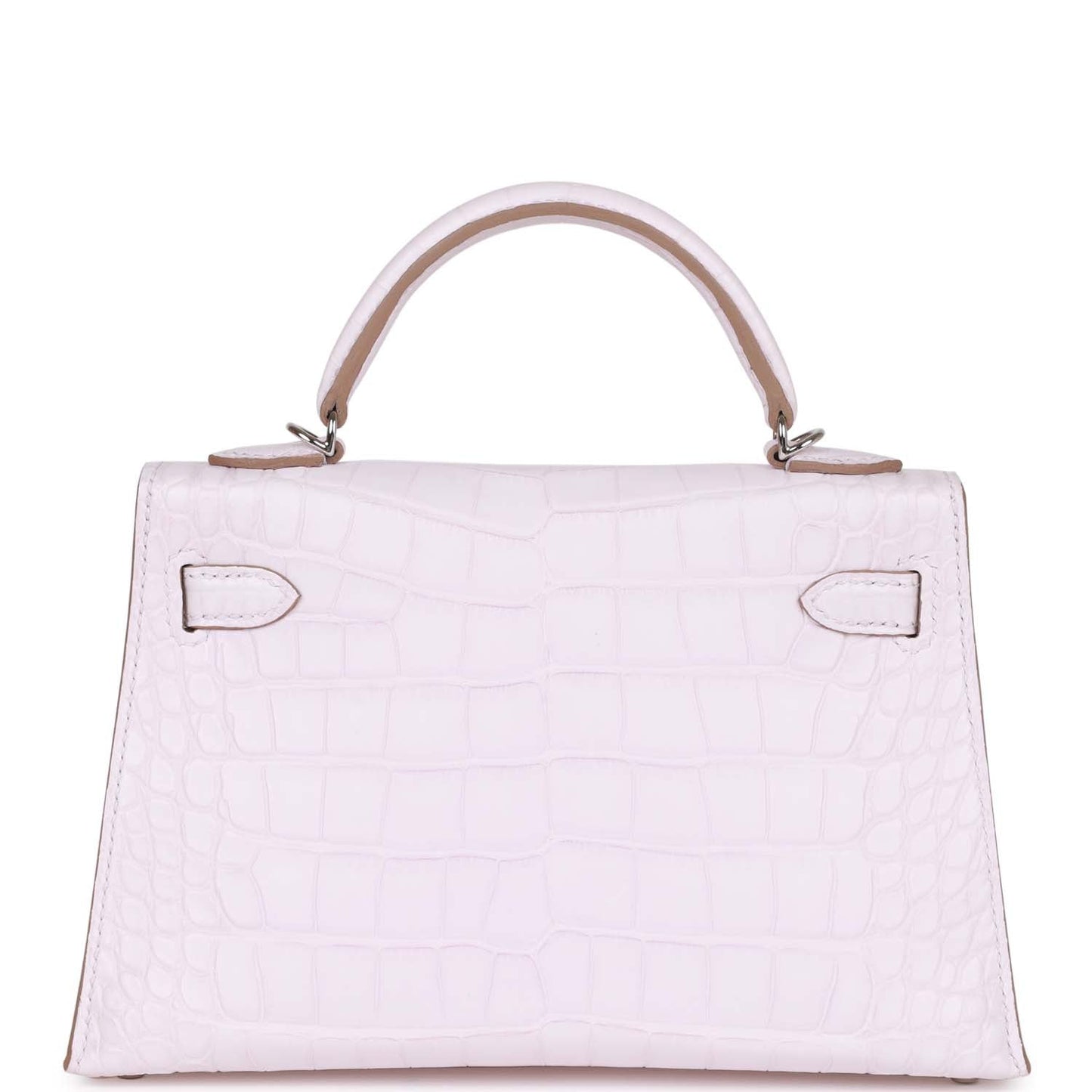 Luxury Hermes Kelly Sellier 20 Mauve Pale Satin Boreal Alligator Palladium Hardware