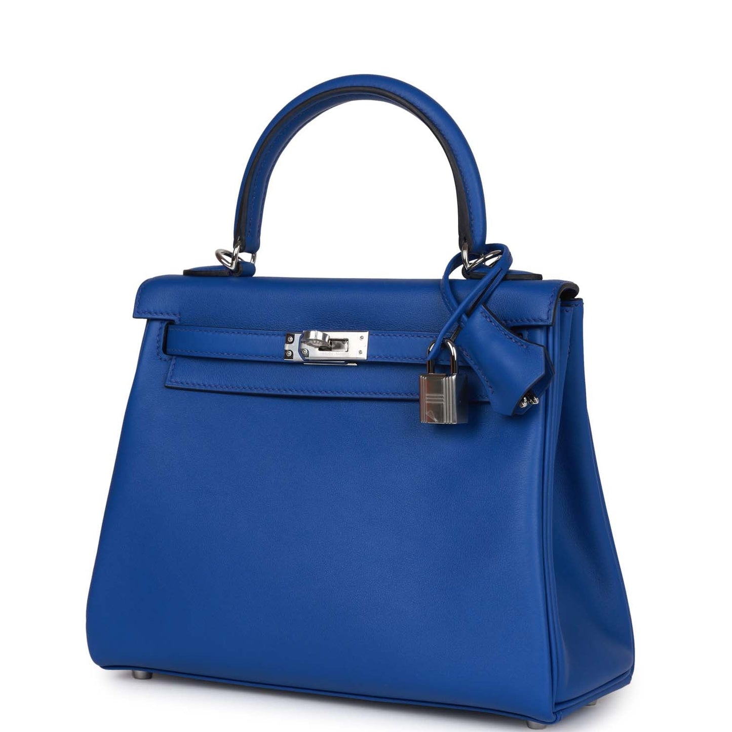 Luxury Hermes Kelly Retourne 25 Bleu Royal Swift Palladium Hardware