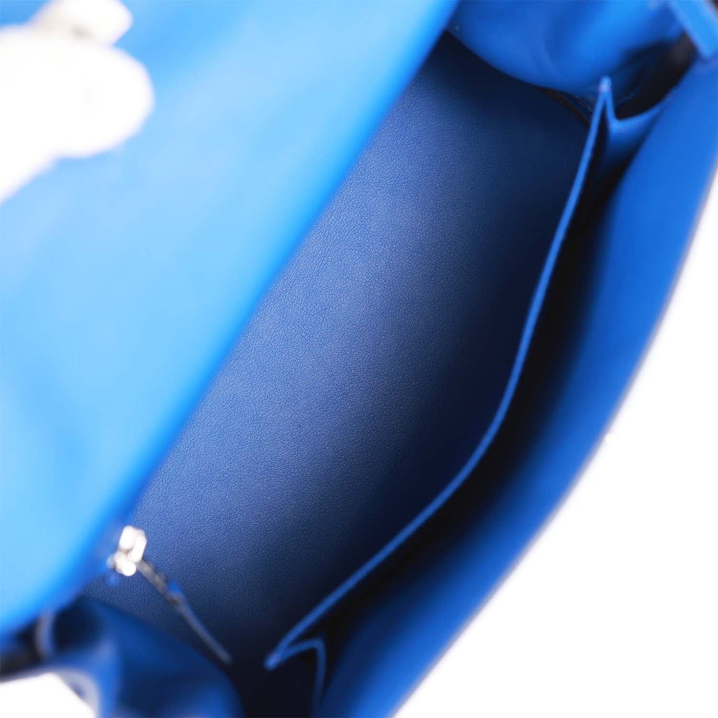 Luxury Hermes Kelly Retourne 25 Bleu Royal Swift Palladium Hardware