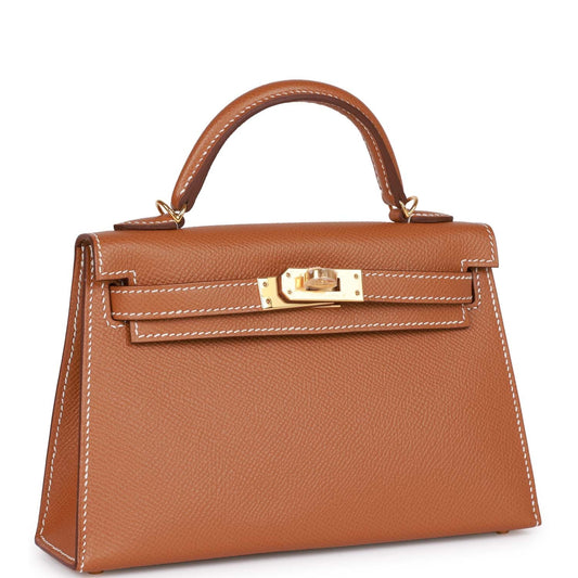 Luxury Hermes Kelly Sellier 20 Gold Epsom Gold Hardware