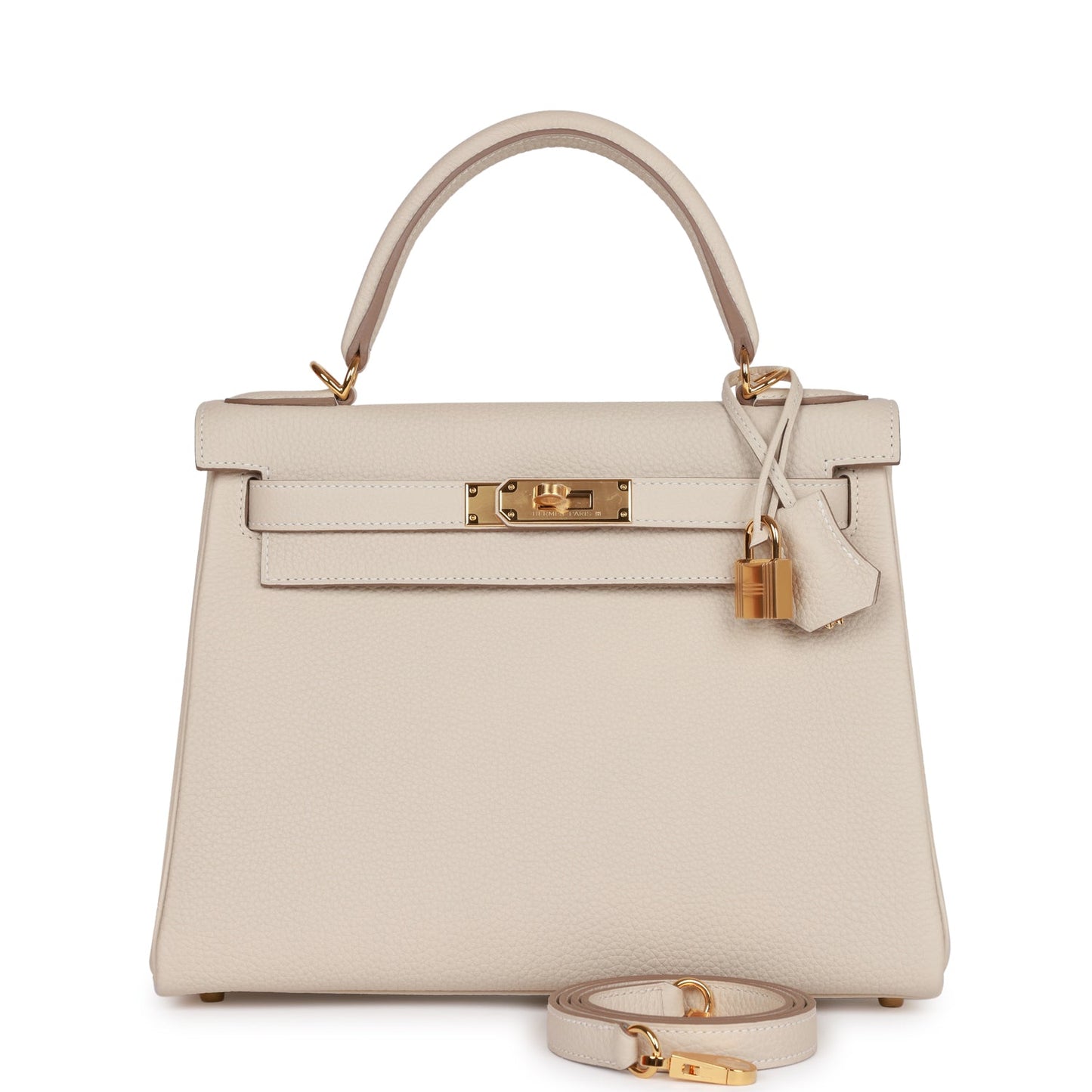Luxury Hermes Kelly Retourne 28 Craie Togo Gold Hardware