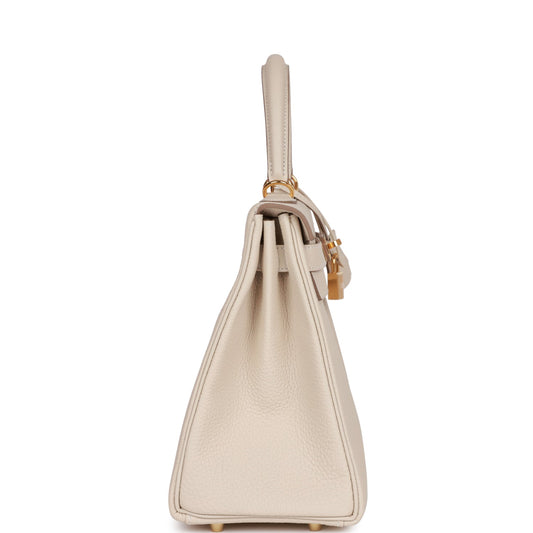 Luxury Hermes Kelly Retourne 28 Craie Togo Gold Hardware