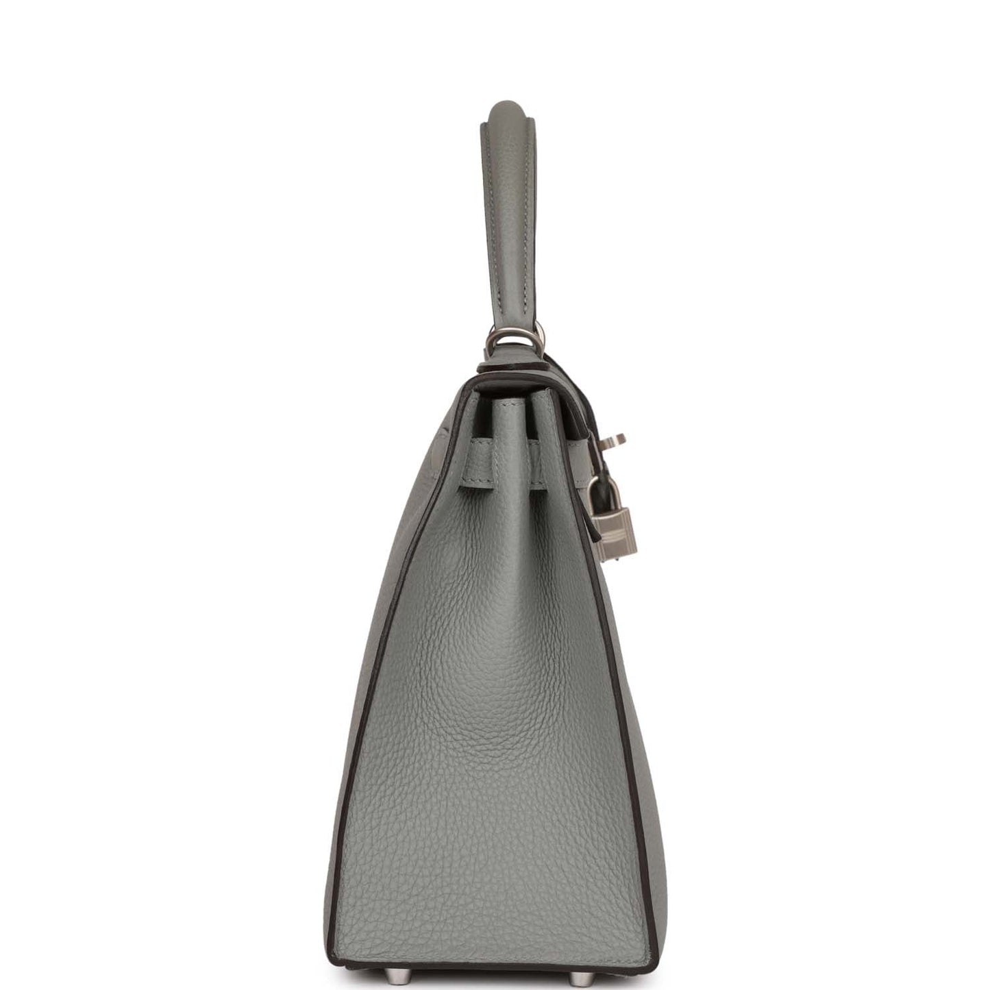 Luxury Hermes Special Order (HSS) Kelly Sellier 28 Gris Mouette Verso Togo Brushed Palladium Hardware