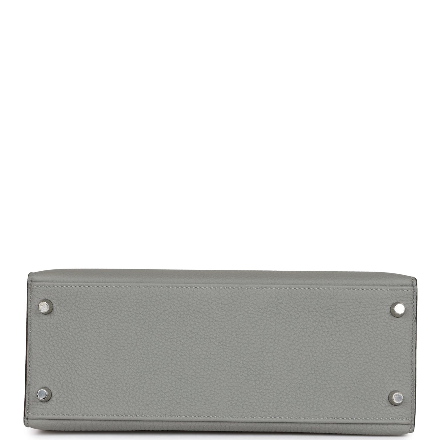 Luxury Hermes Special Order (HSS) Kelly Sellier 28 Gris Mouette Verso Togo Brushed Palladium Hardware