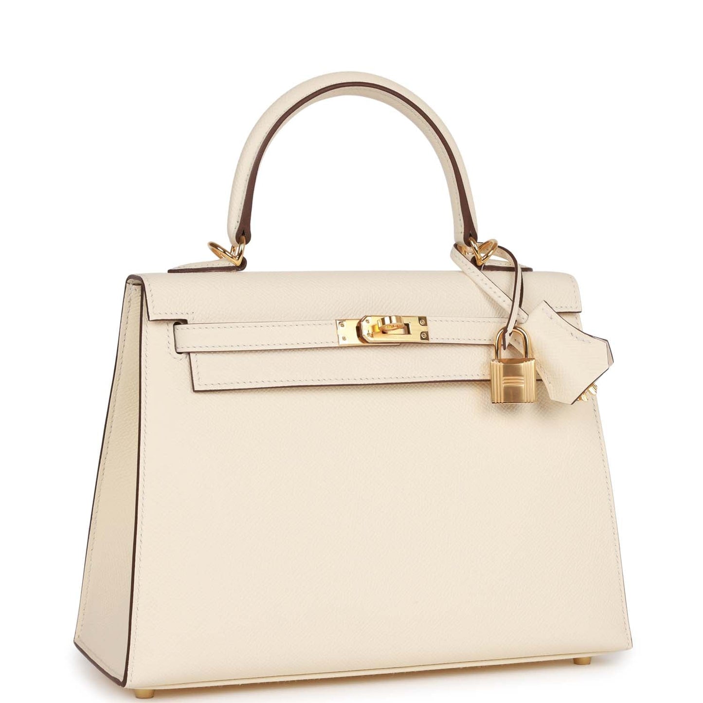 Luxury Hermes Kelly Sellier 25 Nata Epsom Gold Hardware