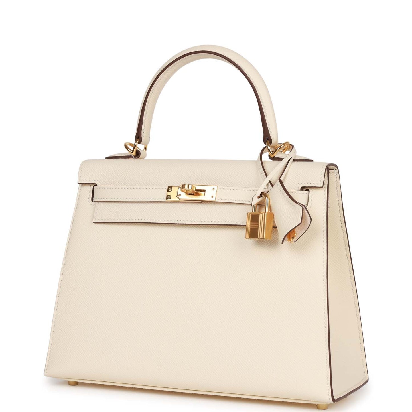 Luxury Hermes Kelly Sellier 25 Nata Epsom Gold Hardware