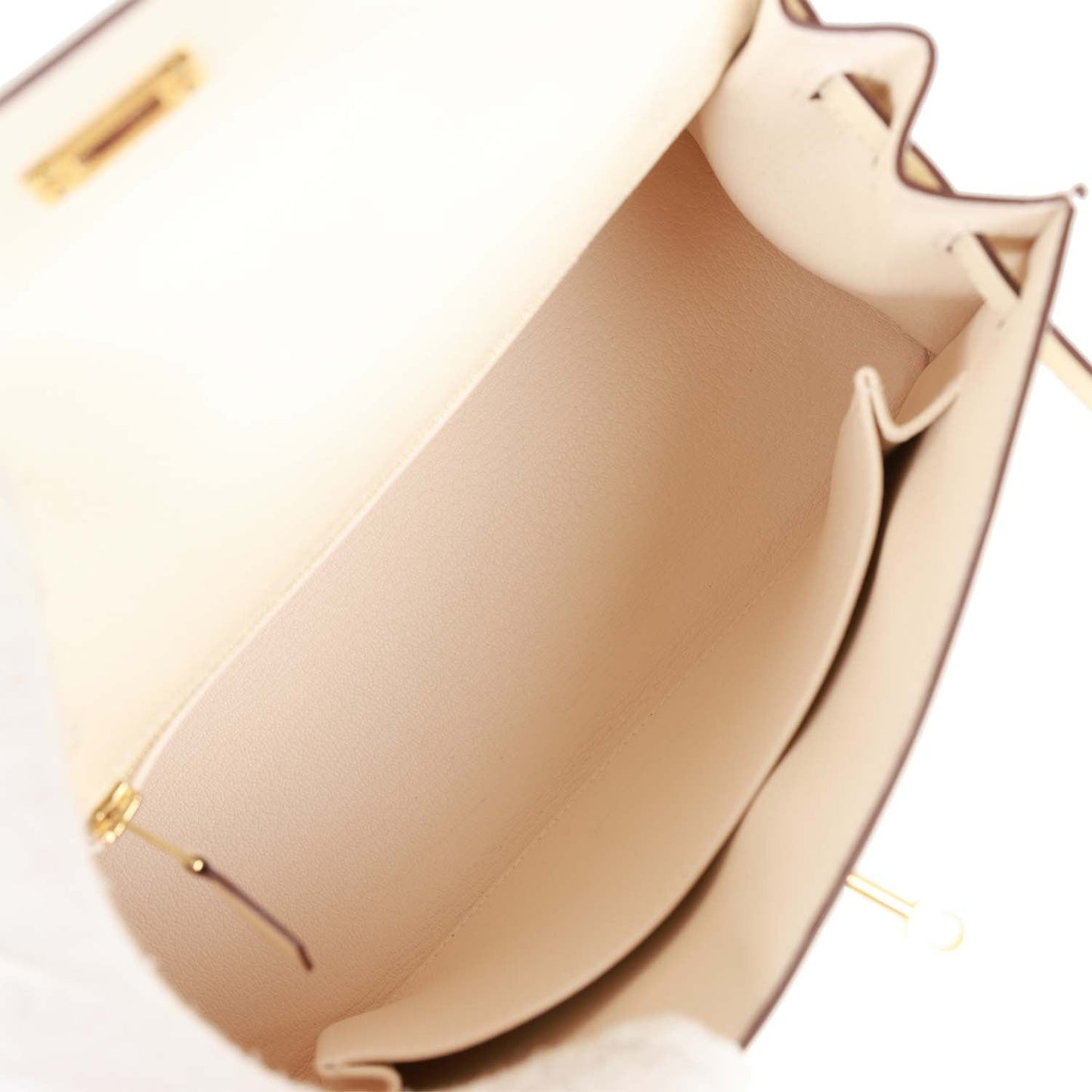 Luxury Hermes Kelly Sellier 25 Nata Epsom Gold Hardware
