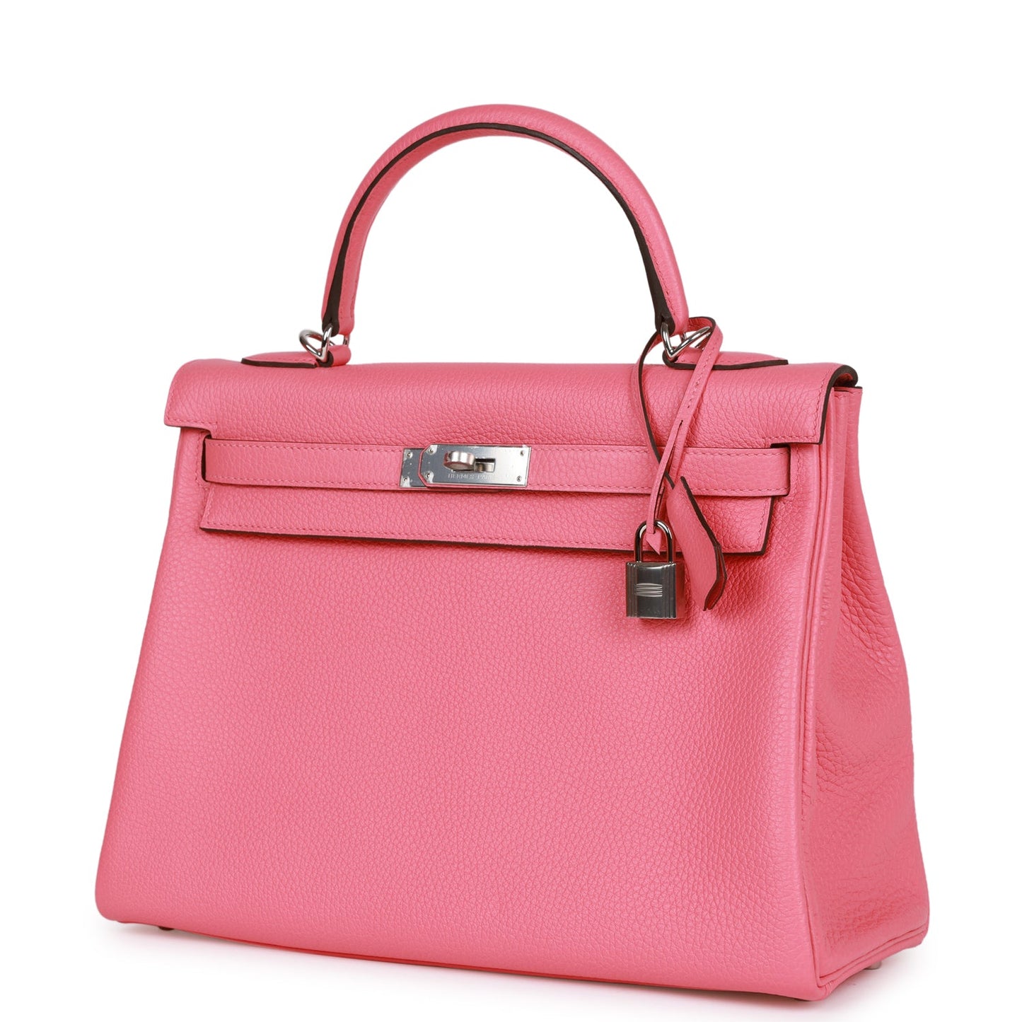 Luxury Hermes Kelly Retourne 32 Rose Azalee Clemence Palladium Hardware