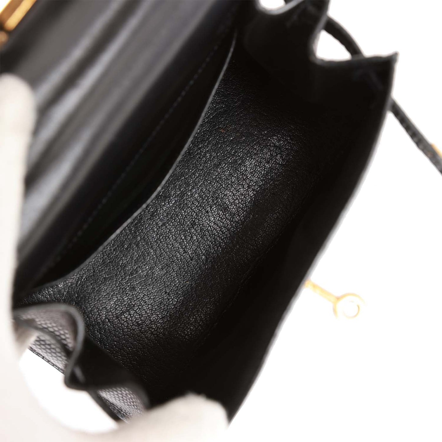 Vintage Luxury Hermes Kelly Sellier 20 Black Lizard Gold Hardware