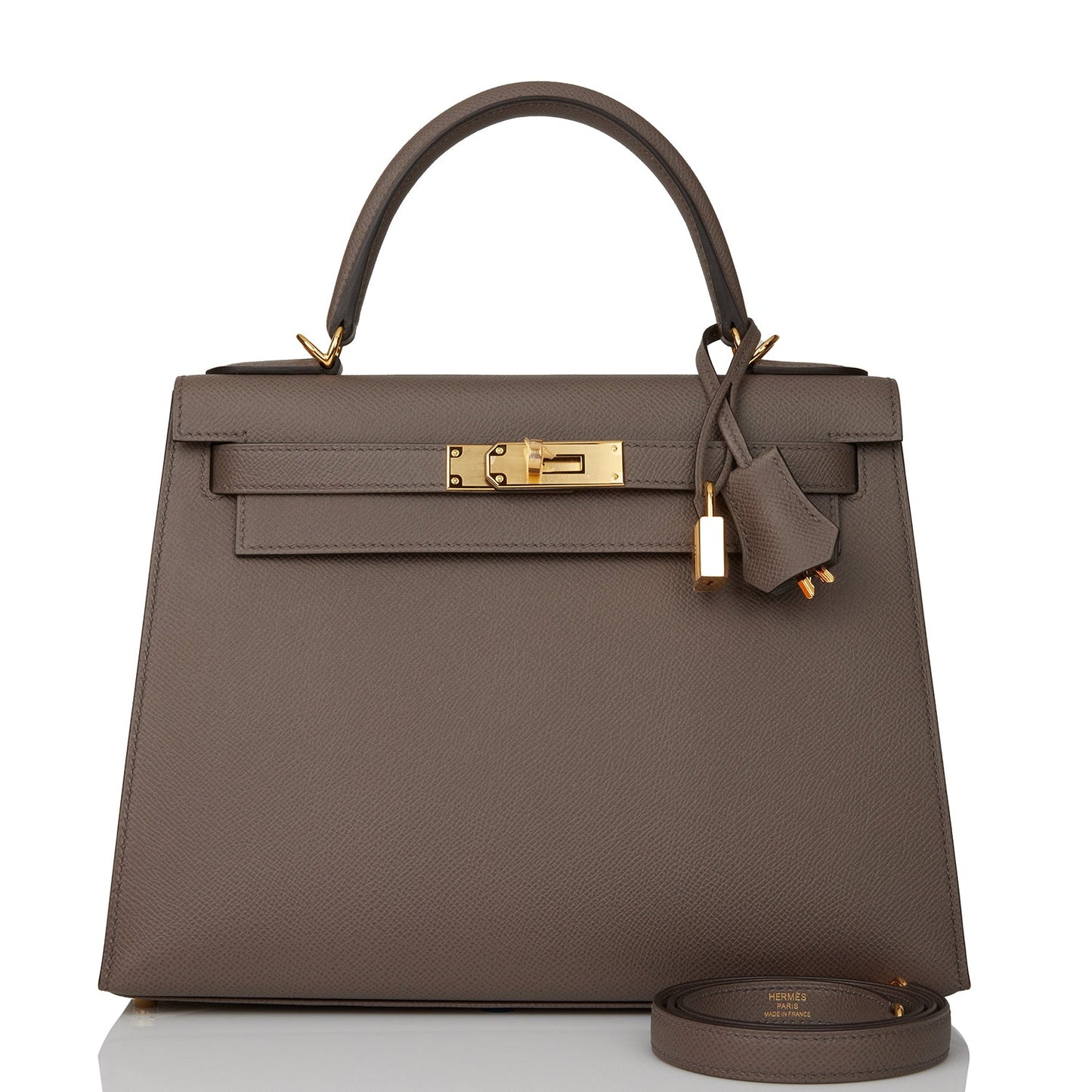 Luxury Hermes Kelly Sellier 28 Etain Epsom Gold Hardware