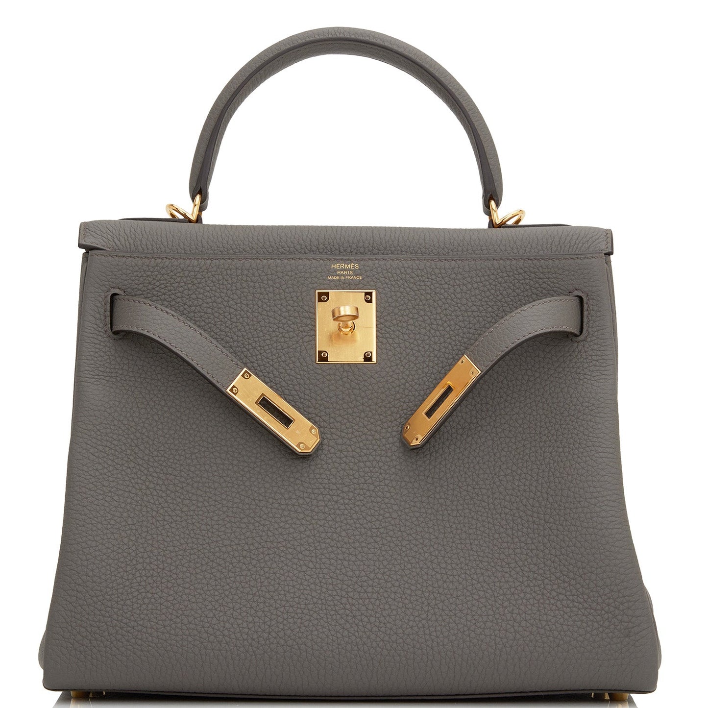 Luxury Hermes Kelly Retourne 28 Etain Togo Gold Hardware