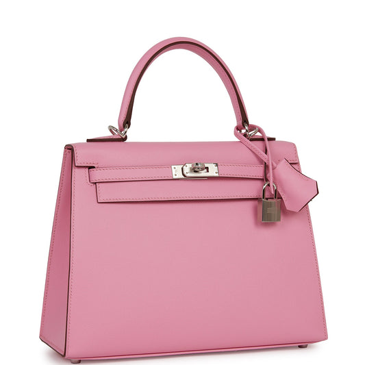 Luxury Hermes Kelly Sellier 25 Pink Verso Madame Palladium Hardware