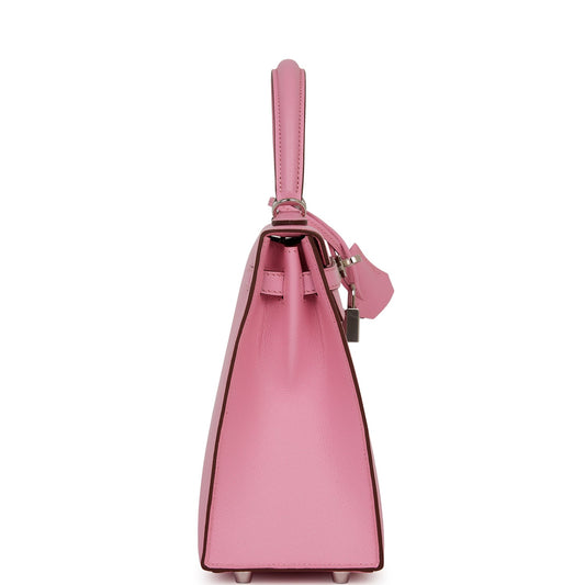 Luxury Hermes Kelly Sellier 25 Pink Verso Madame Palladium Hardware