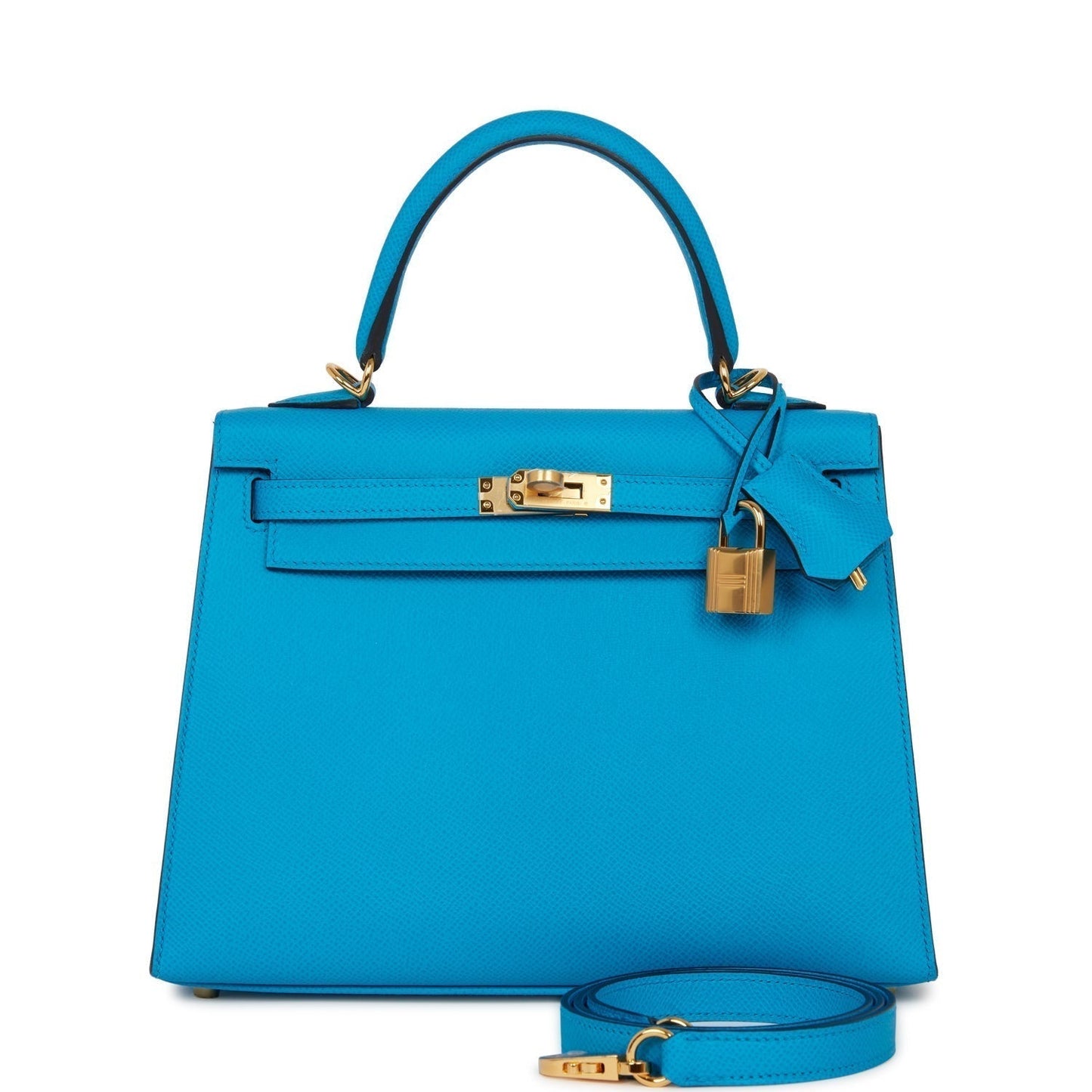 Luxury Hermes Kelly Sellier 25 Bleu Frida Epsom Gold Hardware