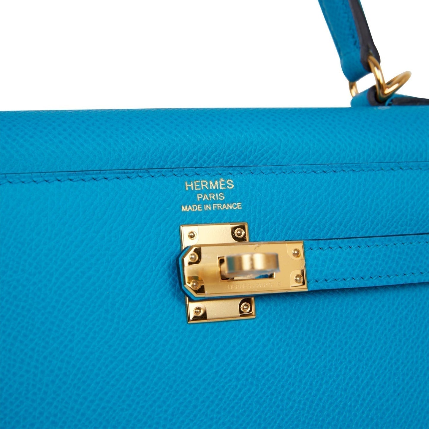 Luxury Hermes Kelly Sellier 25 Bleu Frida Epsom Gold Hardware