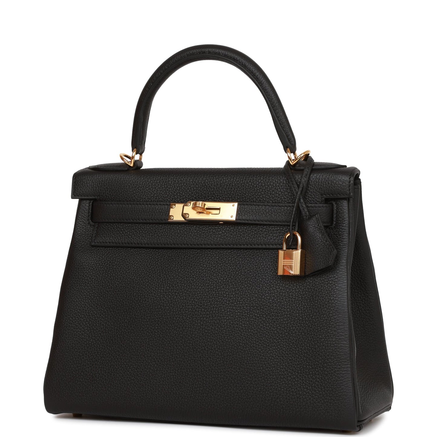 Luxury Hermes Kelly Retourne 28 Black Togo Gold Hardware