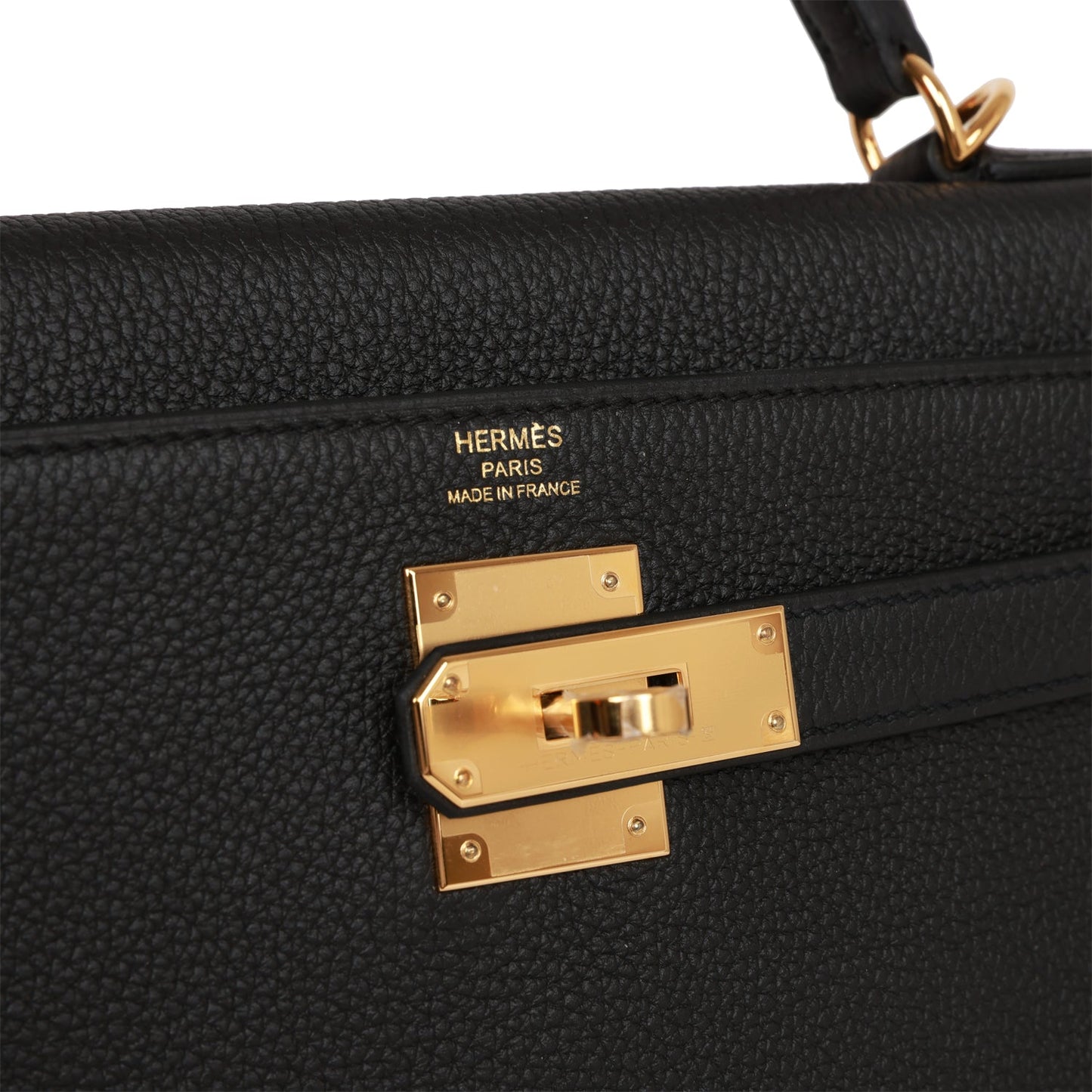 Luxury Hermes Kelly Retourne 28 Black Togo Gold Hardware