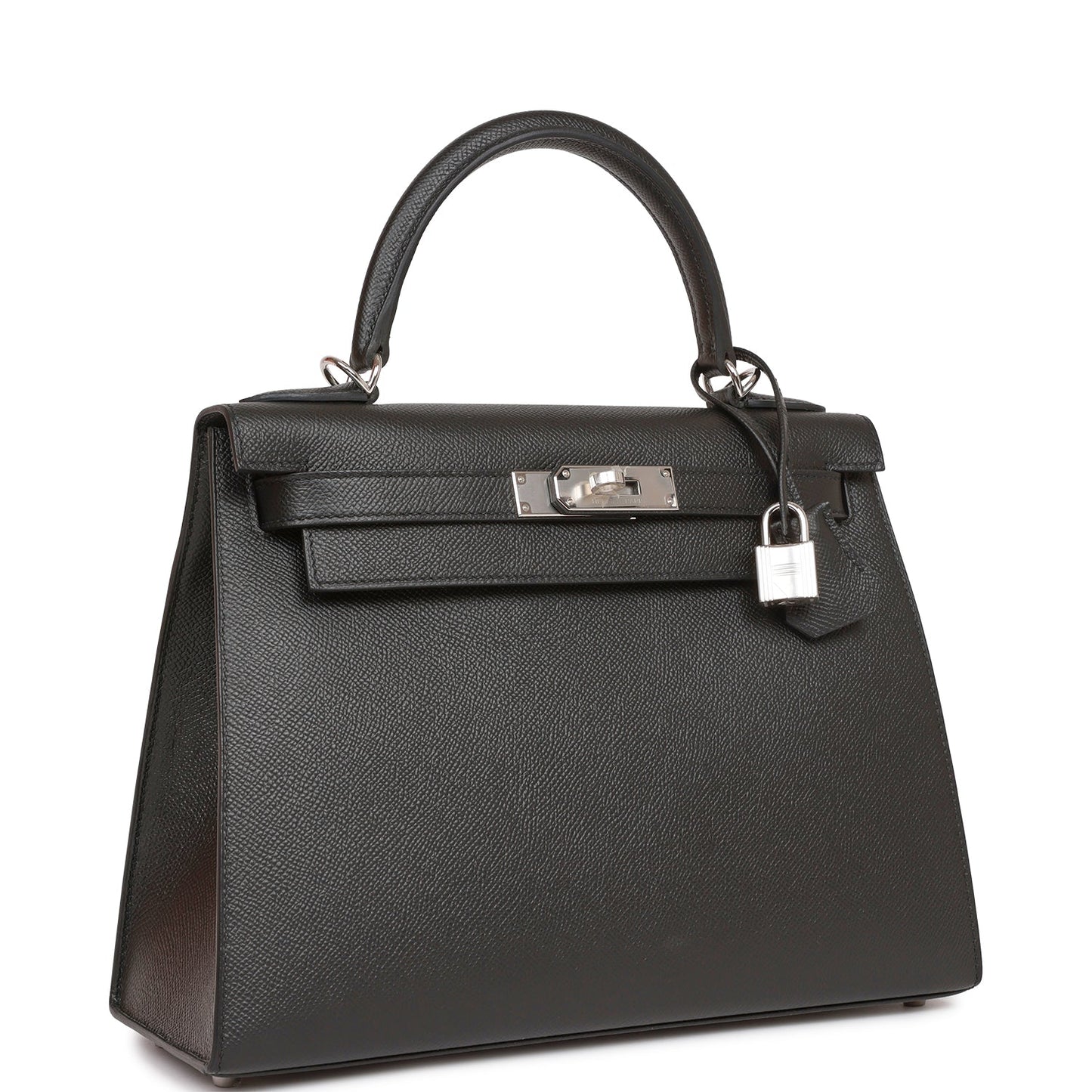 Luxury Hermes Kelly Sellier 28 Black Epsom Palladium Hardware