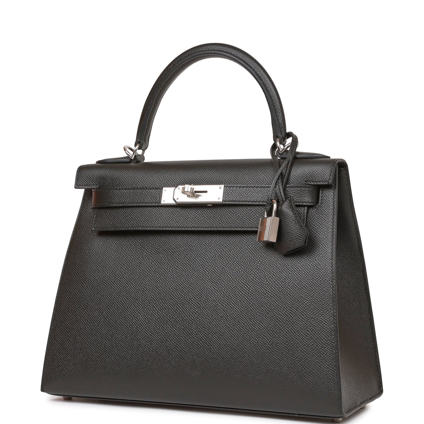 Luxury Hermes Kelly Sellier 28 Black Epsom Palladium Hardware