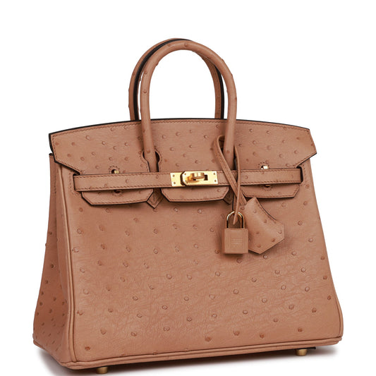 Luxury Hermes Birkin 25 Chai Ostrich Gold Hardware