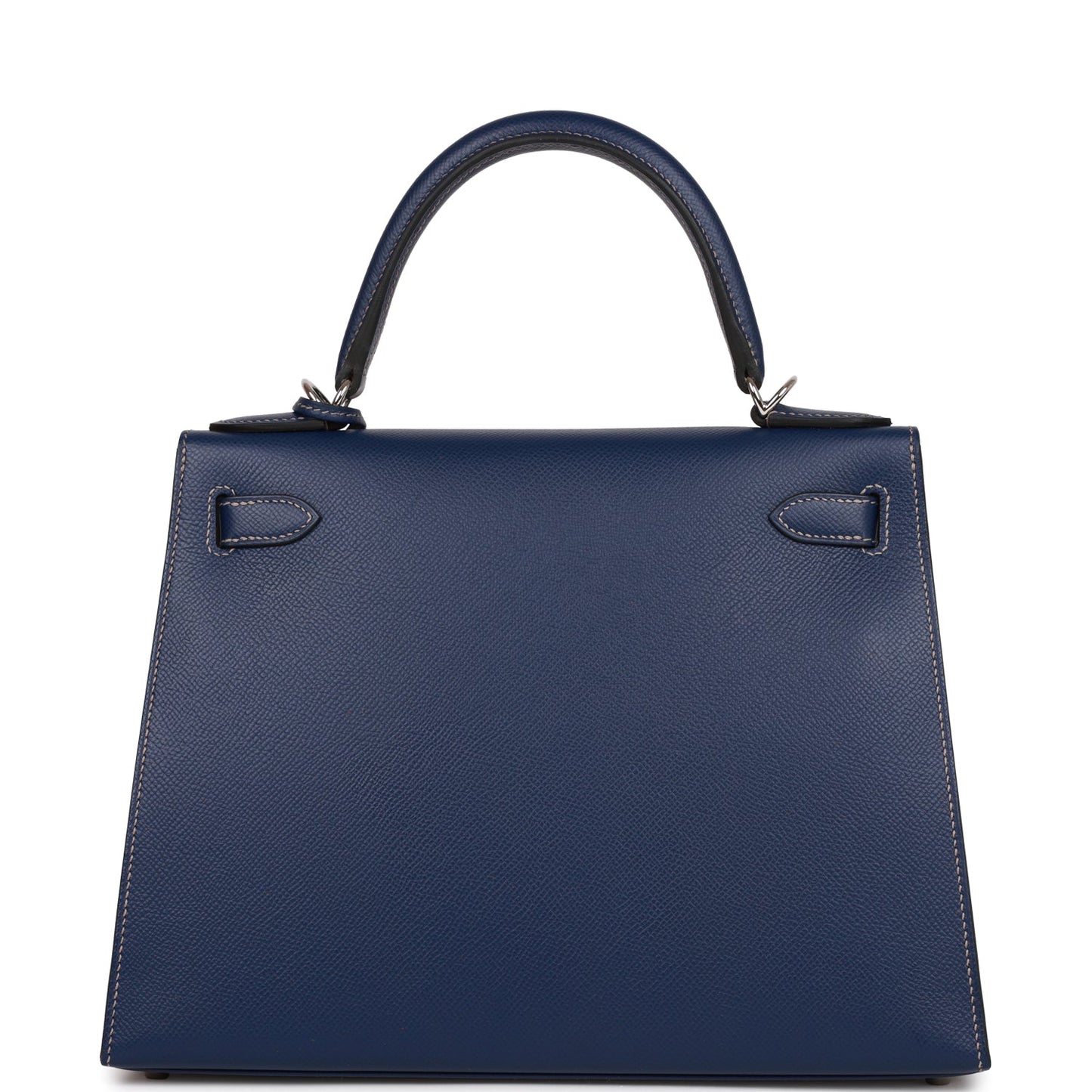 Luxury Hermes Special Order (HSS) Kelly Sellier 28 Bleu Indigo Epsom Palladium Hardware