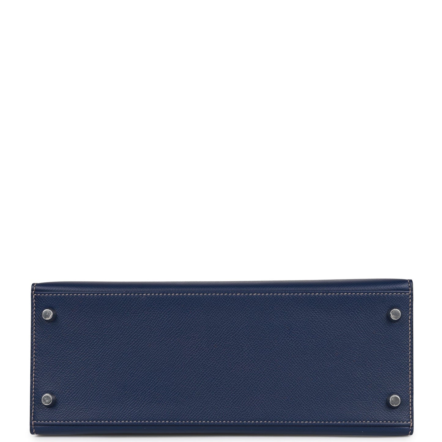 Luxury Hermes Special Order (HSS) Kelly Sellier 28 Bleu Indigo Epsom Palladium Hardware