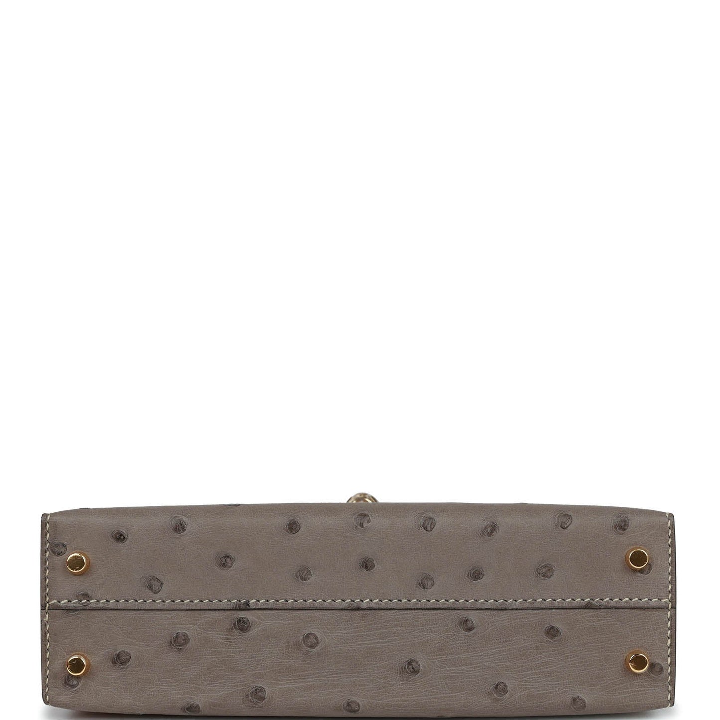 Luxury Hermes Special Order (HSS) Kelly Sellier 20 Gris Tourterelle and Beton Ostrich Permabrass Hardware