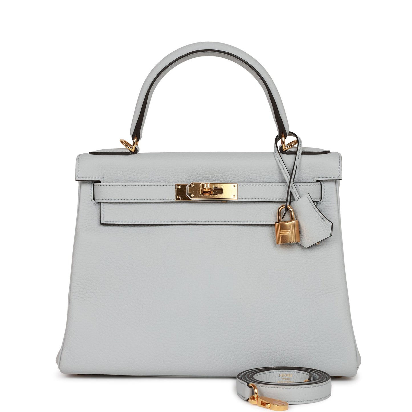 Luxury Hermes Kelly Retourne 28 Bleu Pale Clemence Gold Hardware