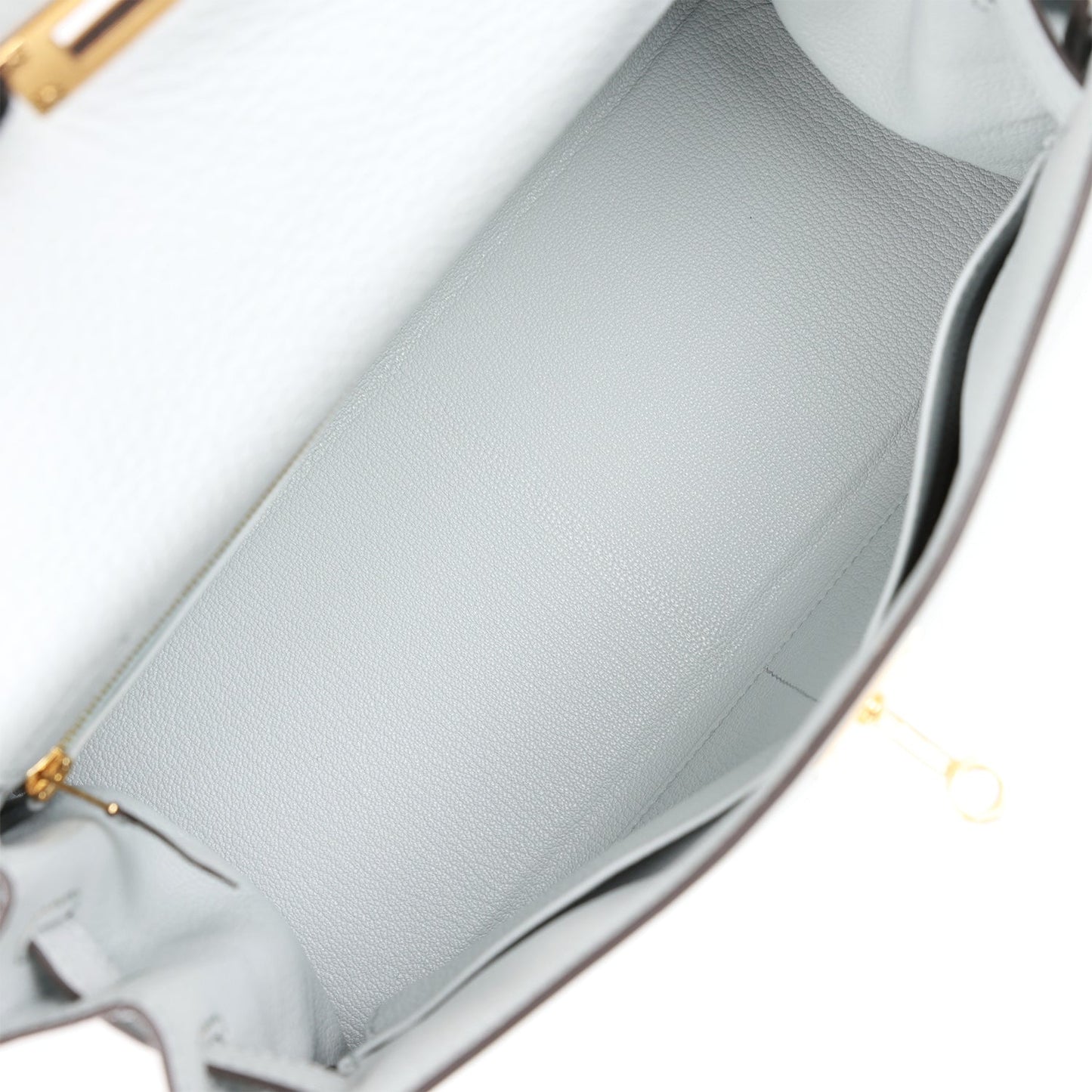 Luxury Hermes Kelly Retourne 28 Bleu Pale Clemence Gold Hardware