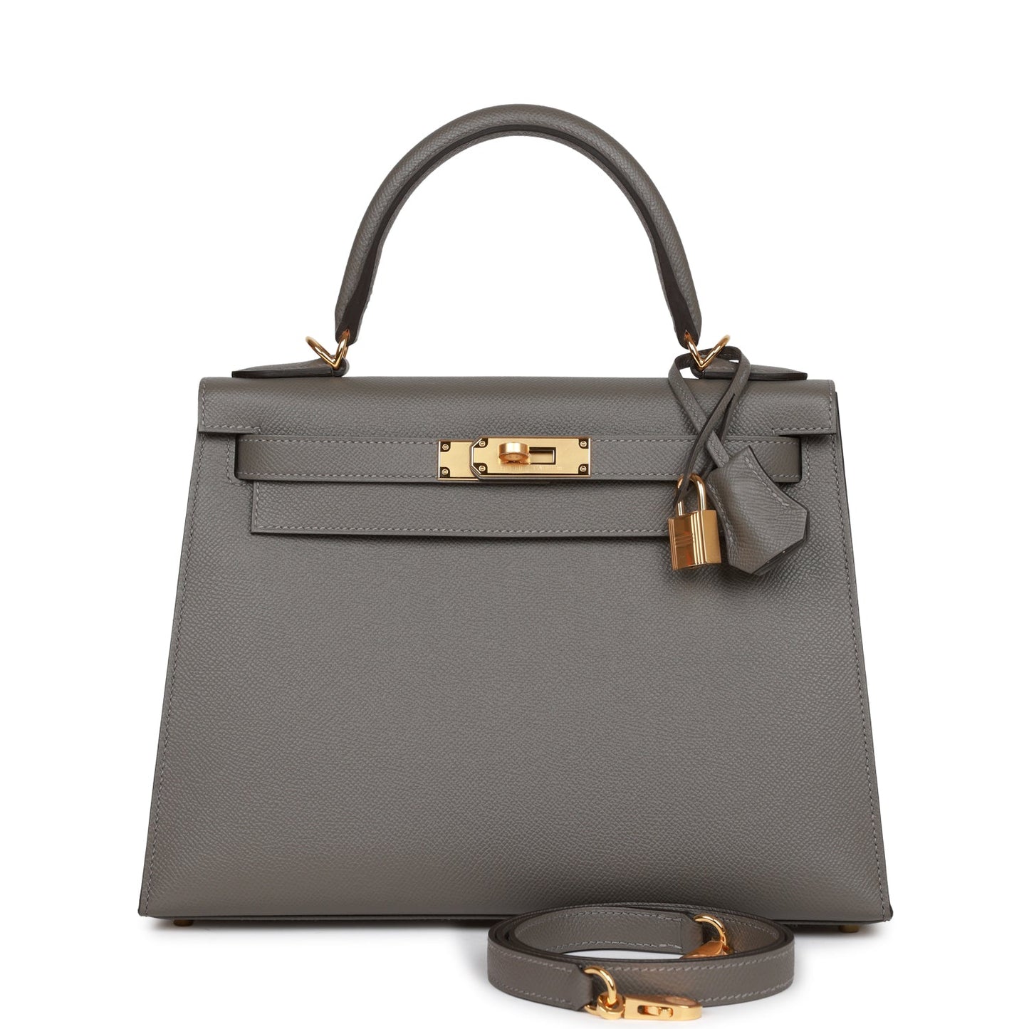 Luxury Hermes Kelly Sellier 28 Gris Meyer Epsom Gold Hardware