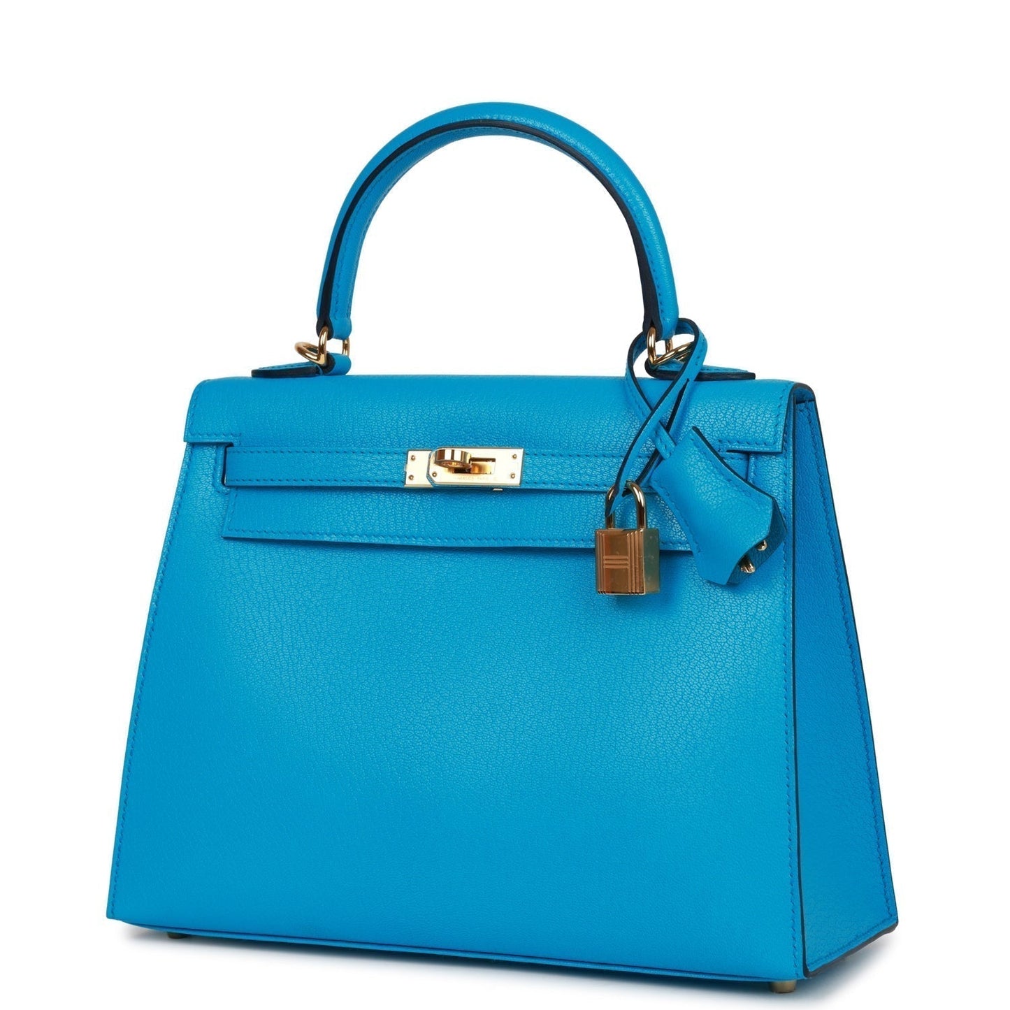 Luxury Hermes Kelly Sellier 25 Bleu Frida Chevre Gold Hardware