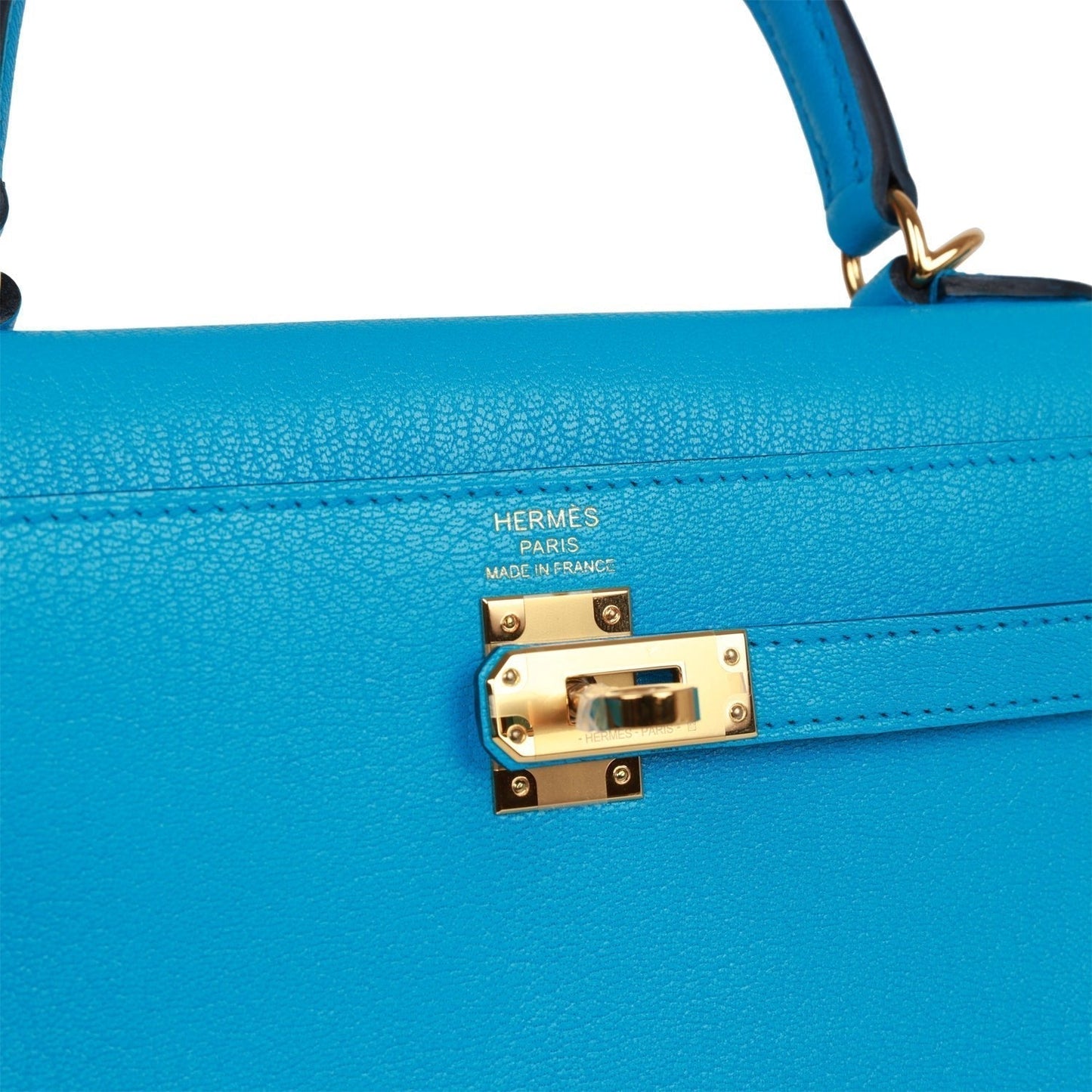 Luxury Hermes Kelly Sellier 25 Bleu Frida Chevre Gold Hardware