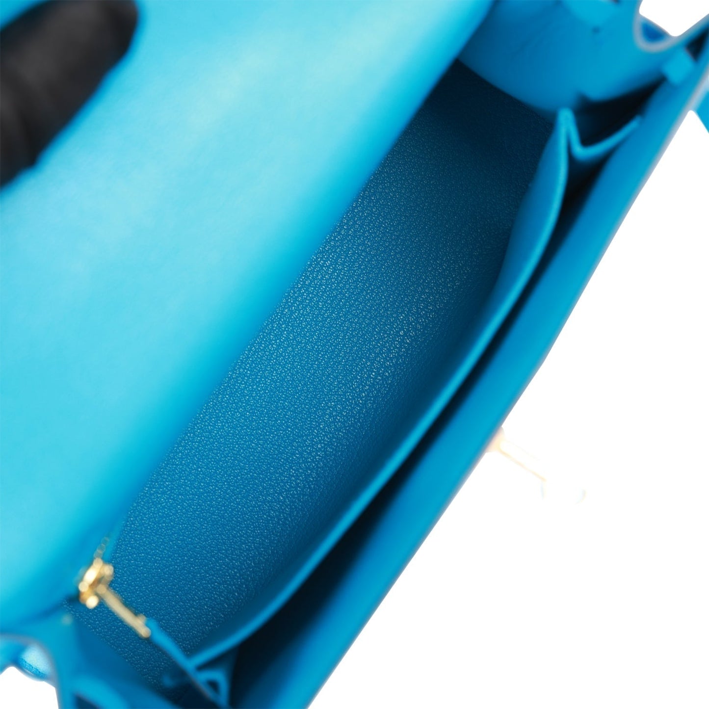 Luxury Hermes Kelly Sellier 25 Bleu Frida Chevre Gold Hardware