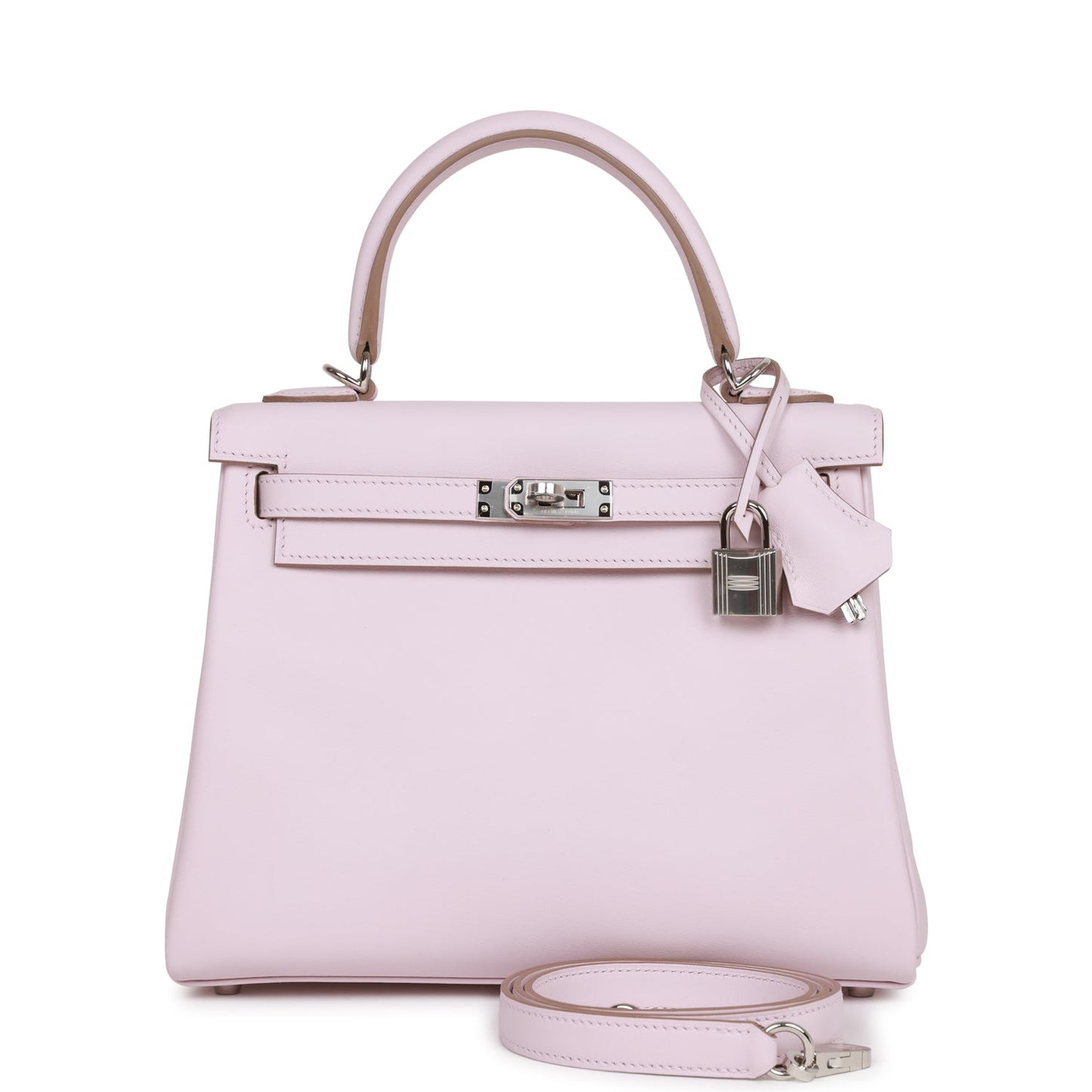 Luxury Hermes Kelly Retourne 25 Mauve Pale Swift Palladium Hardware