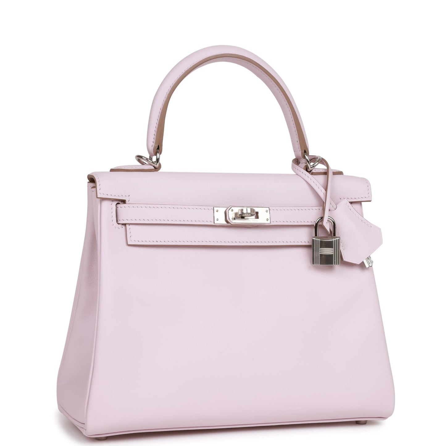 Luxury Hermes Kelly Retourne 25 Mauve Pale Swift Palladium Hardware