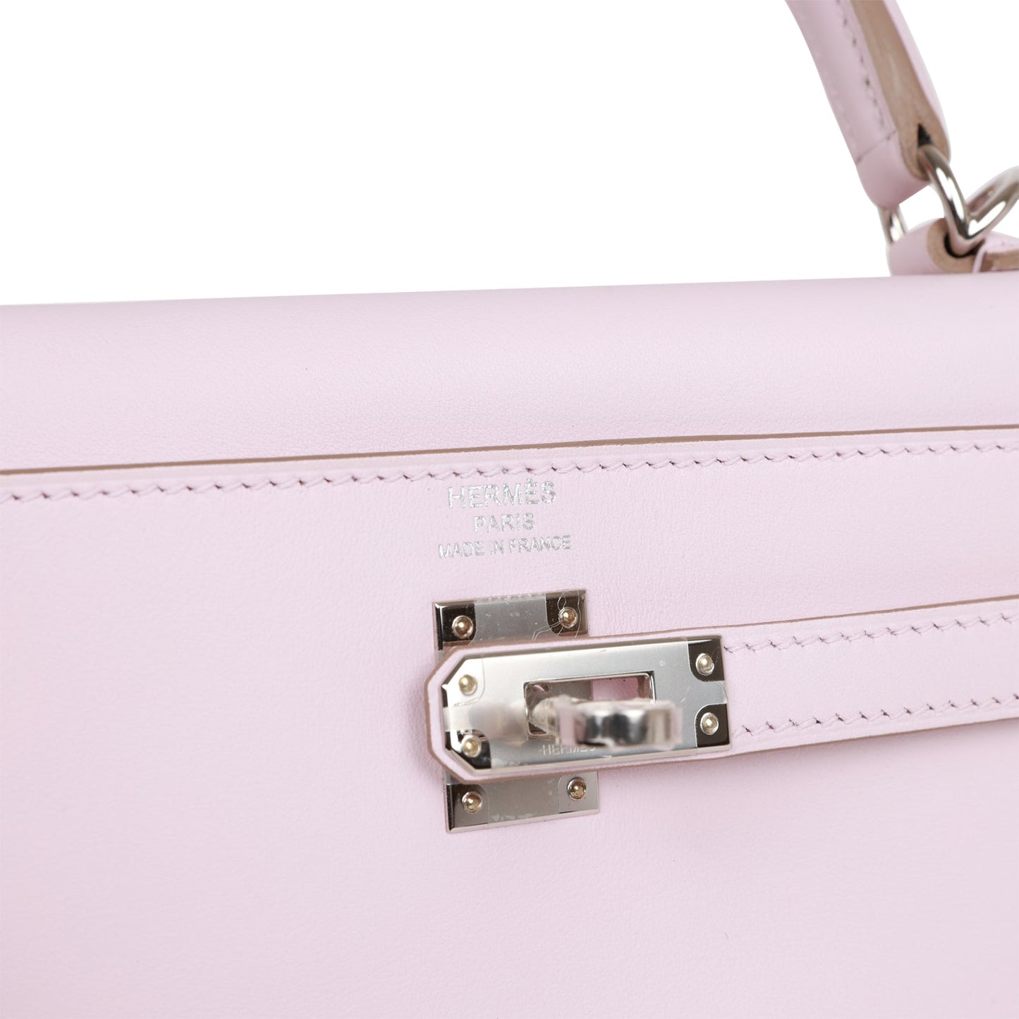 Luxury Hermes Kelly Retourne 25 Mauve Pale Swift Palladium Hardware