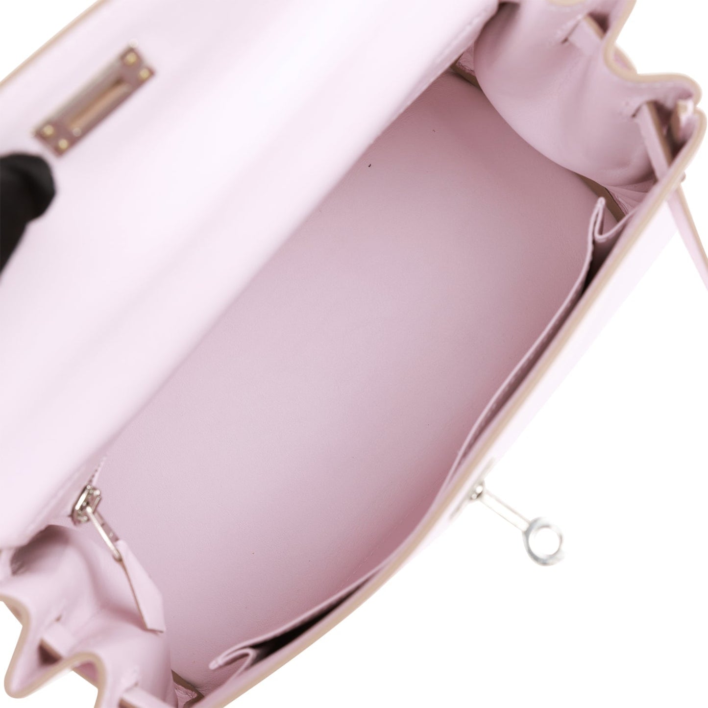 Luxury Hermes Kelly Retourne 25 Mauve Pale Swift Palladium Hardware