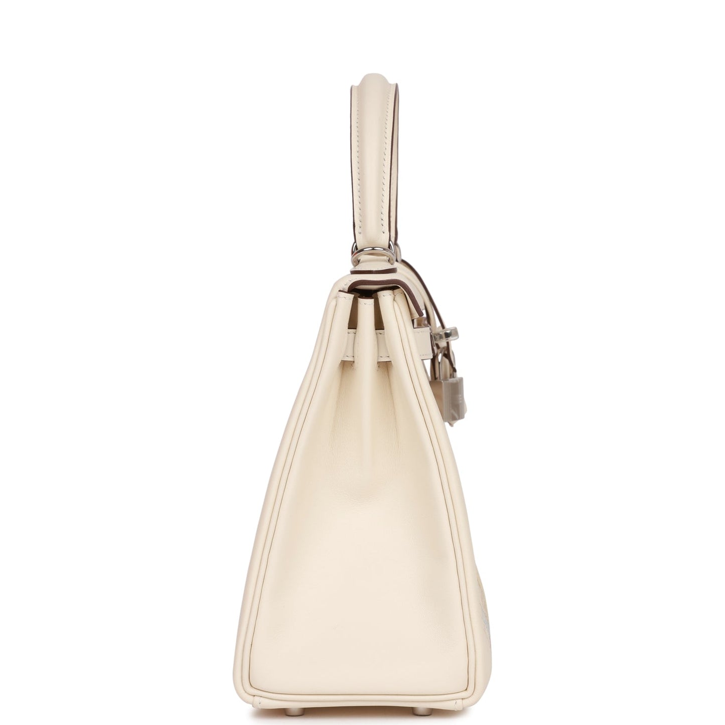 Luxury Hermes Kelly Retourne 25 In & Out Nata Swift Palladium Hardware