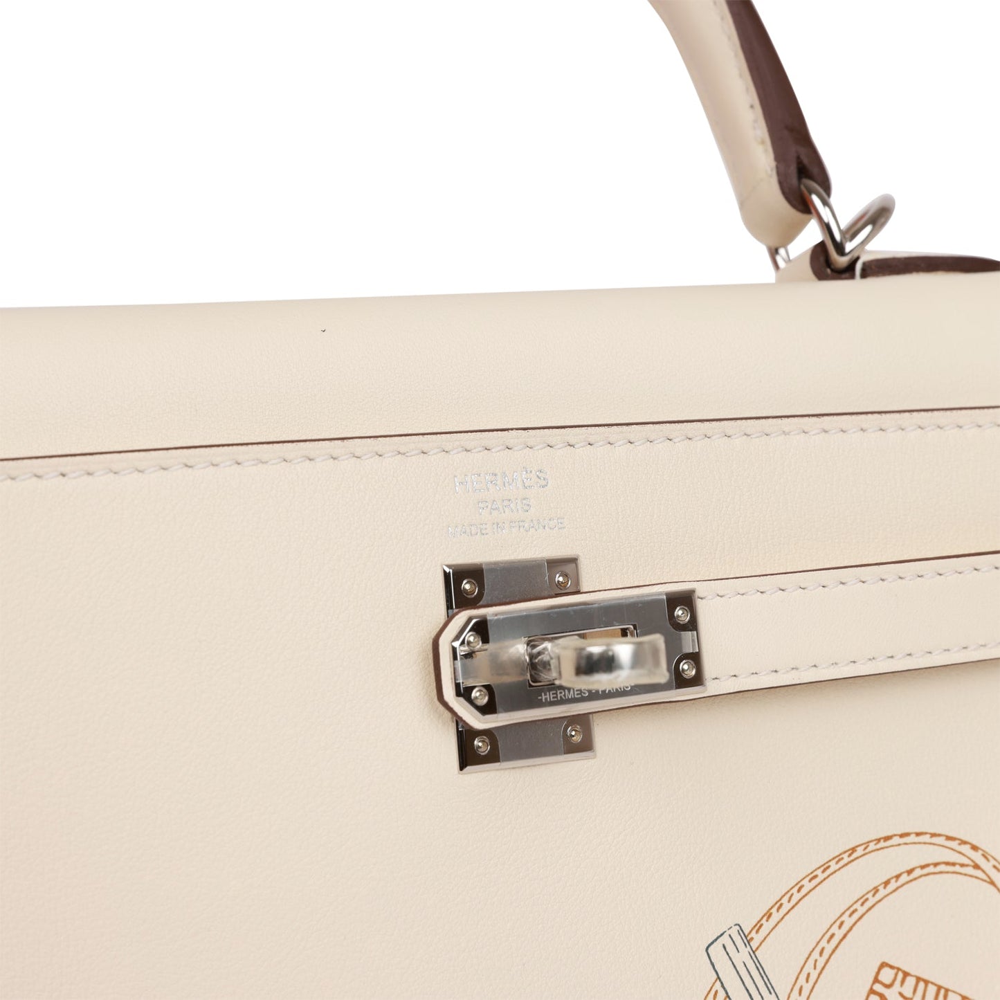 Luxury Hermes Kelly Retourne 25 In & Out Nata Swift Palladium Hardware