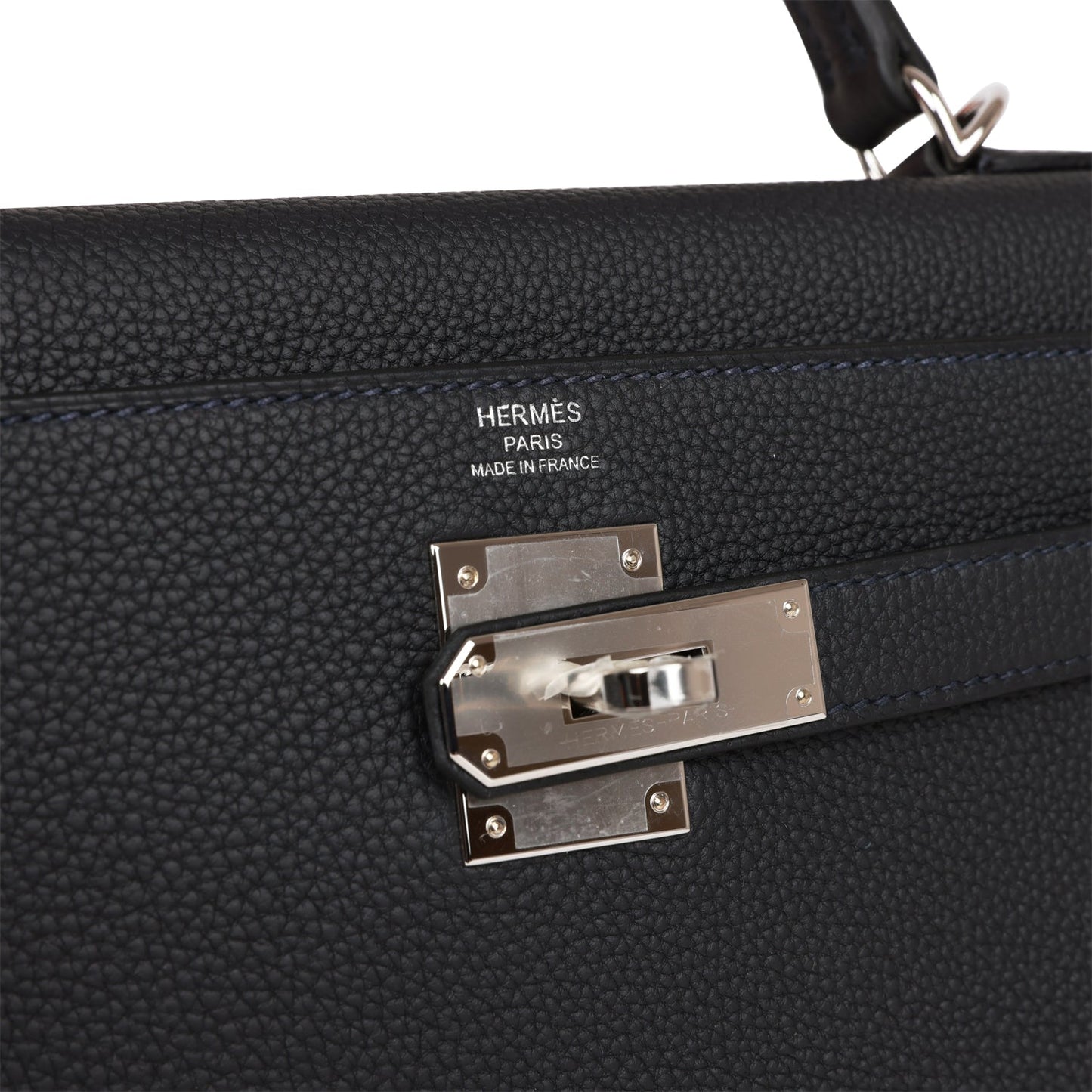 Luxury Hermes Kelly Retourne 28 Caban Togo Palladium Hardware