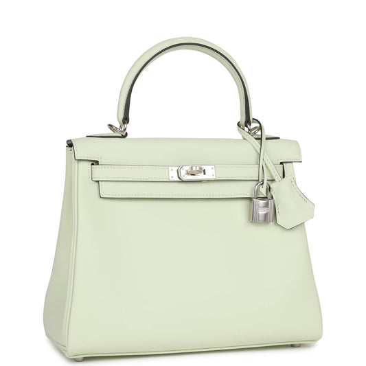 Luxury Hermes Kelly Retourne 25 Vert Fizz Swift Palladium Hardware