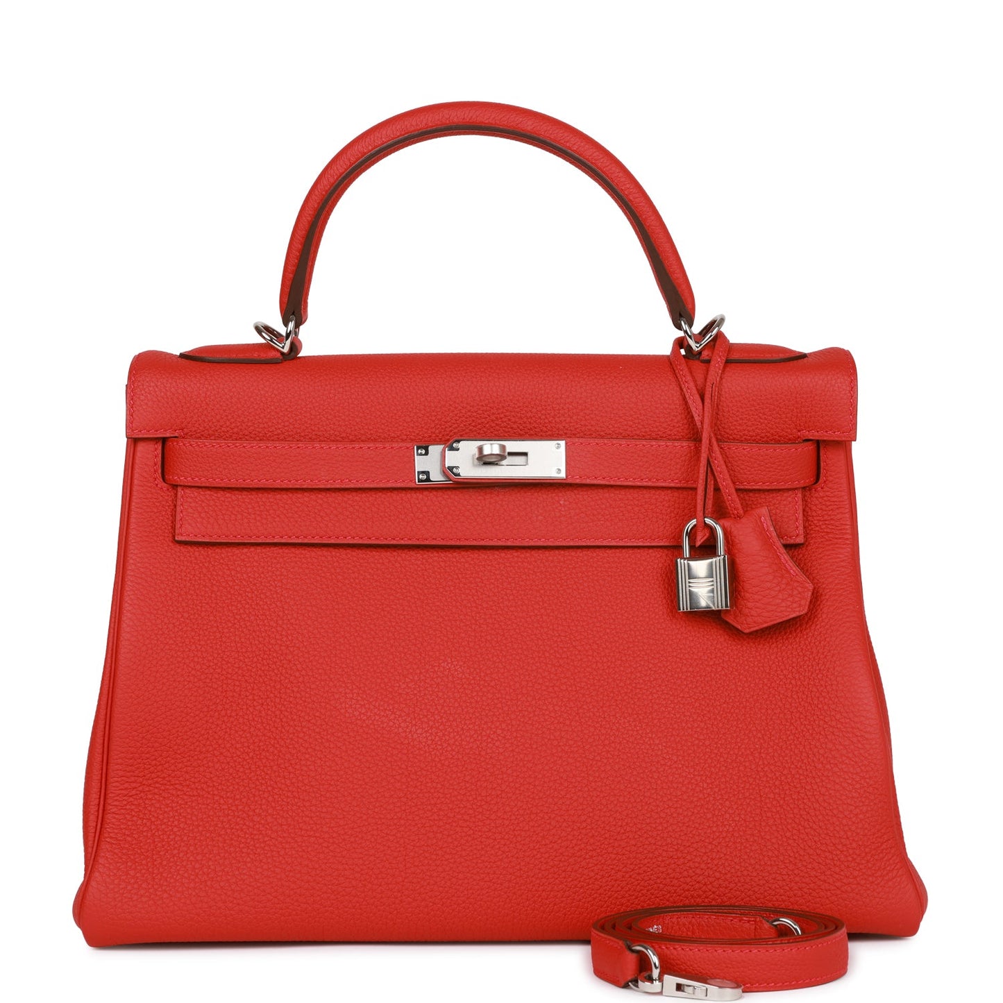 Luxury Hermes Kelly Retourne 32 Geranium Togo Palladium Hardware